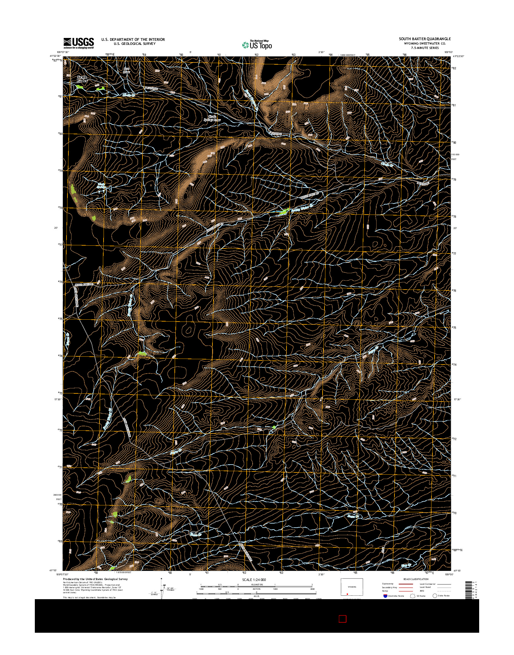 USGS US TOPO 7.5-MINUTE MAP FOR SOUTH BAXTER, WY 2015