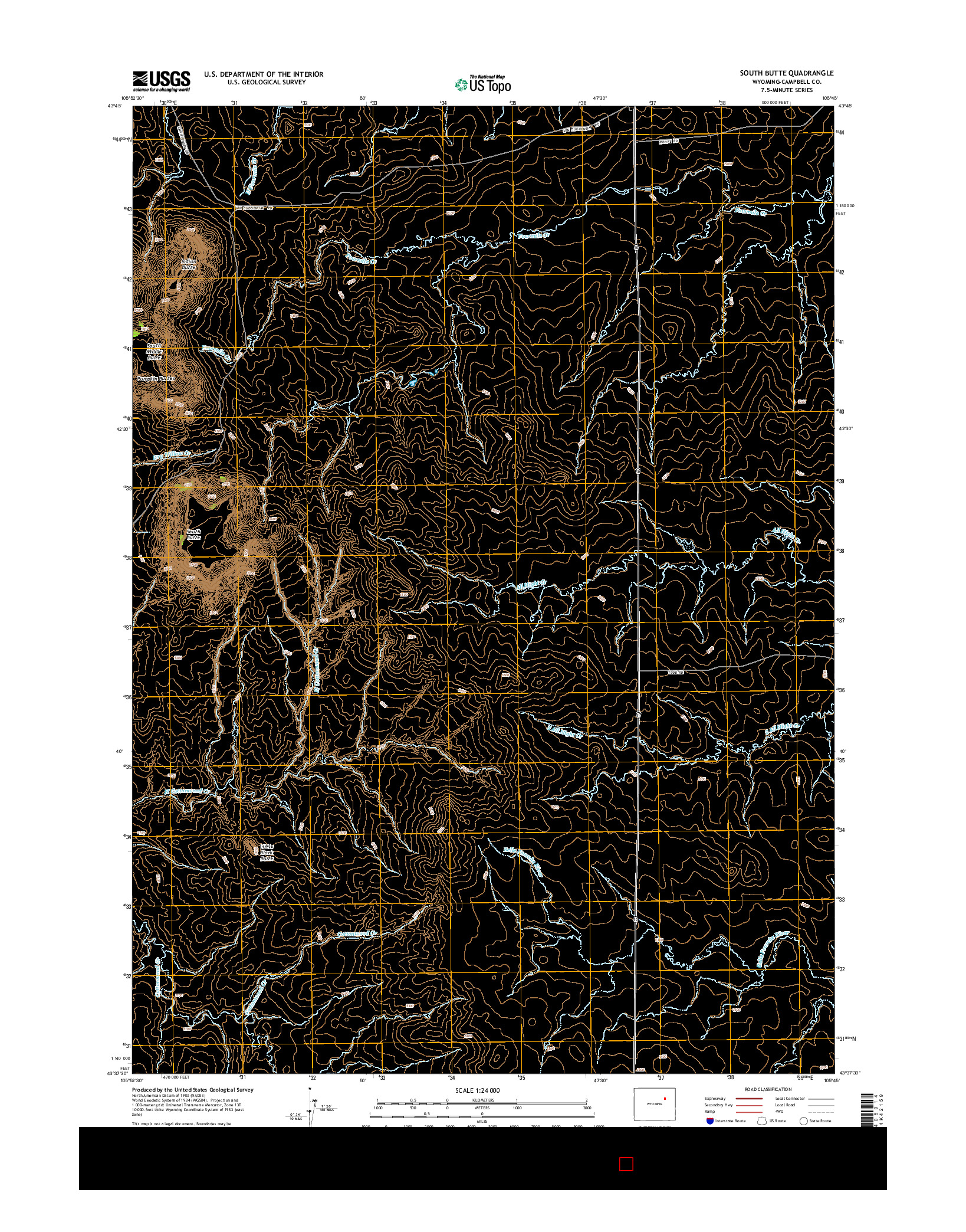 USGS US TOPO 7.5-MINUTE MAP FOR SOUTH BUTTE, WY 2015