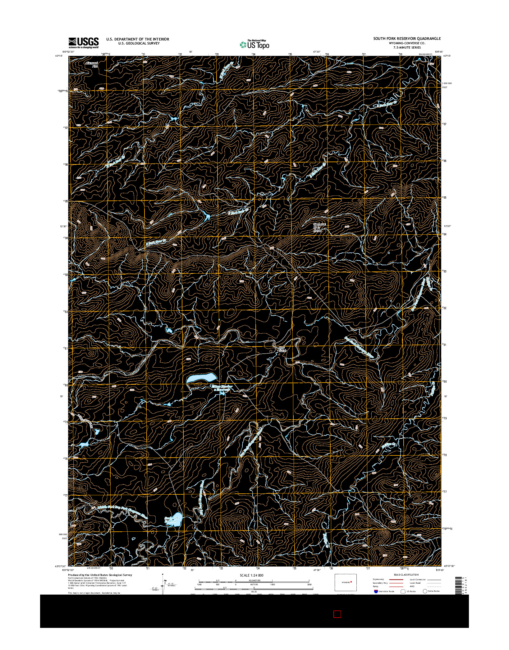 USGS US TOPO 7.5-MINUTE MAP FOR SOUTH FORK RESERVOIR, WY 2015