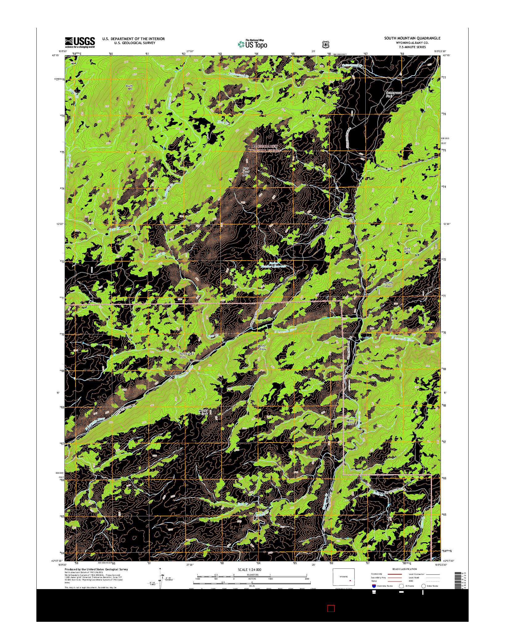 USGS US TOPO 7.5-MINUTE MAP FOR SOUTH MOUNTAIN, WY 2015