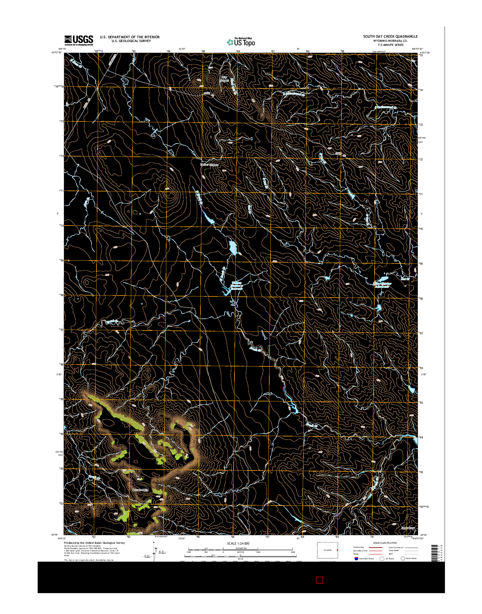 USGS US TOPO 7.5-MINUTE MAP FOR SOUTH OAT CREEK, WY 2015