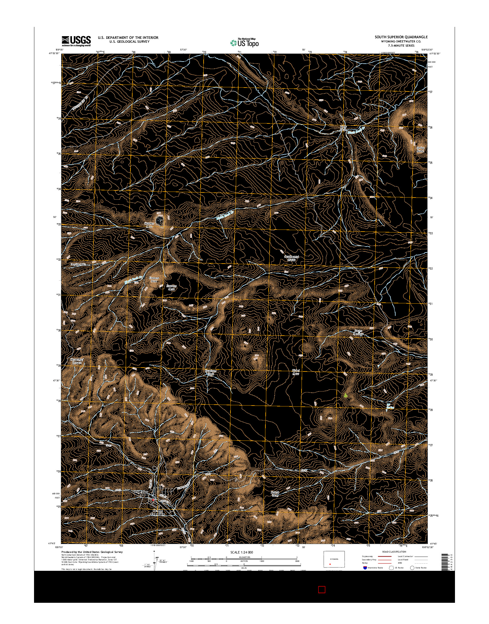 USGS US TOPO 7.5-MINUTE MAP FOR SOUTH SUPERIOR, WY 2015