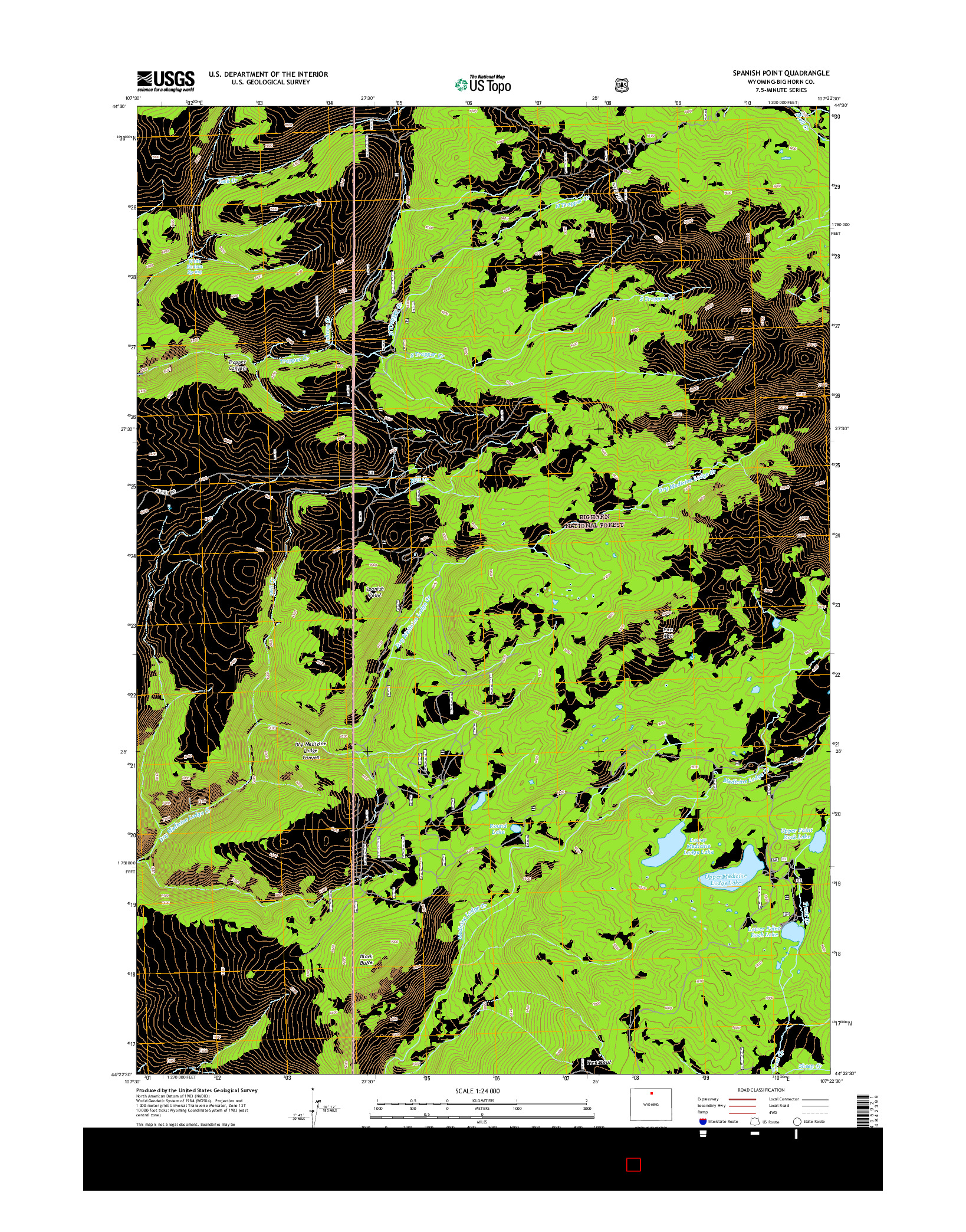 USGS US TOPO 7.5-MINUTE MAP FOR SPANISH POINT, WY 2015