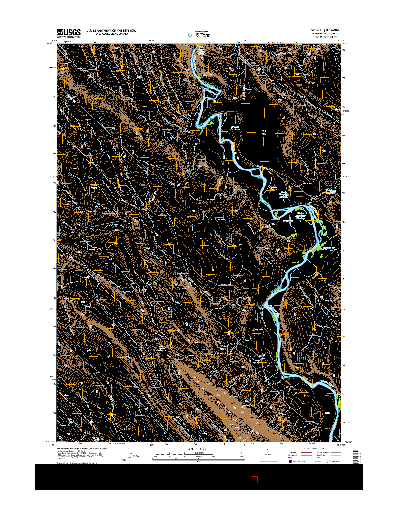 USGS US TOPO 7.5-MINUTE MAP FOR SPENCE, WY 2015