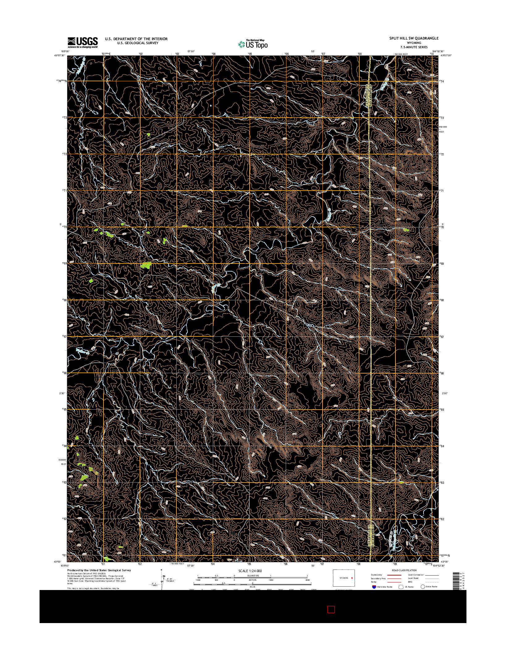 USGS US TOPO 7.5-MINUTE MAP FOR SPLIT HILL SW, WY 2015