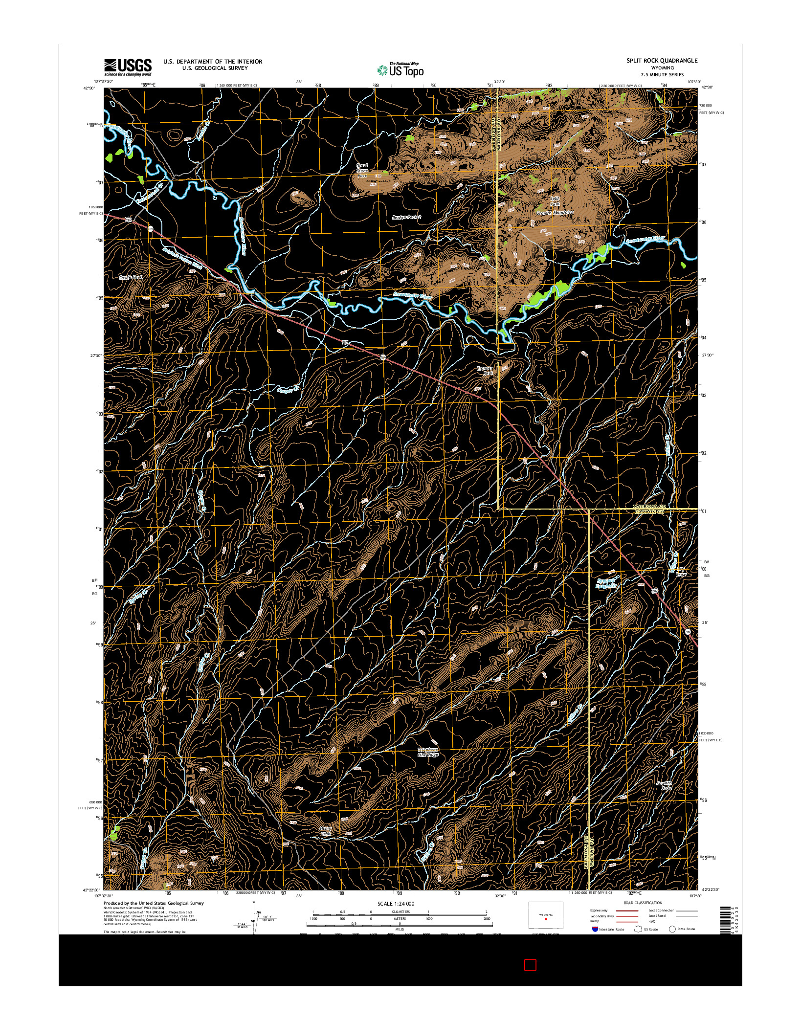 USGS US TOPO 7.5-MINUTE MAP FOR SPLIT ROCK, WY 2015