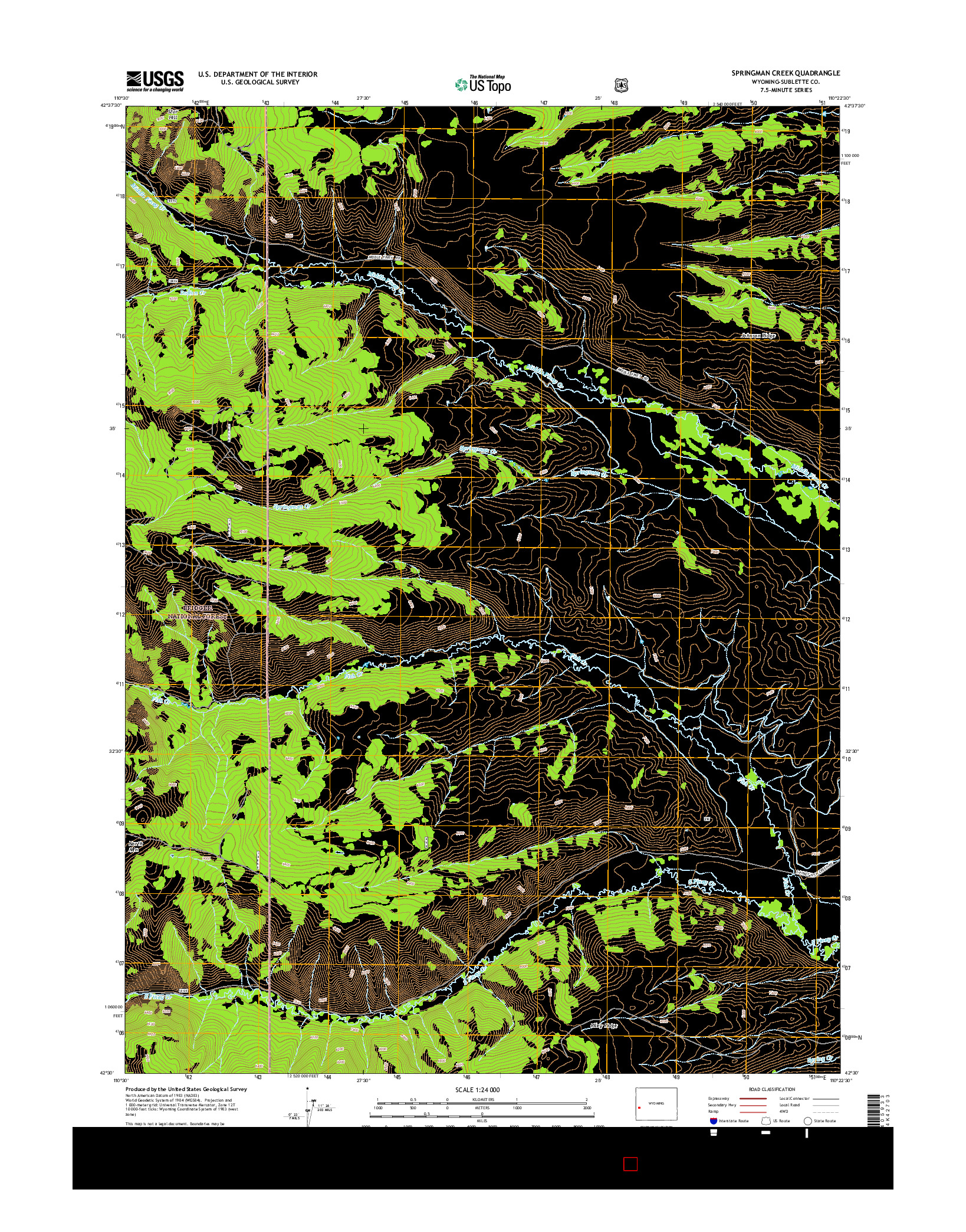 USGS US TOPO 7.5-MINUTE MAP FOR SPRINGMAN CREEK, WY 2015