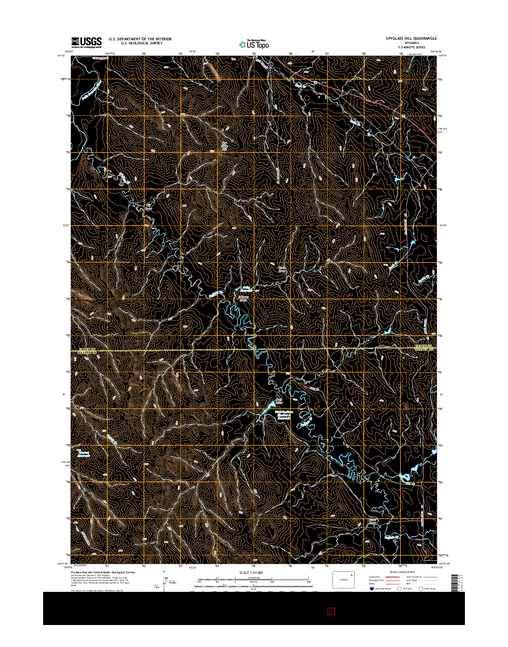 USGS US TOPO 7.5-MINUTE MAP FOR SPYGLASS HILL, WY 2015