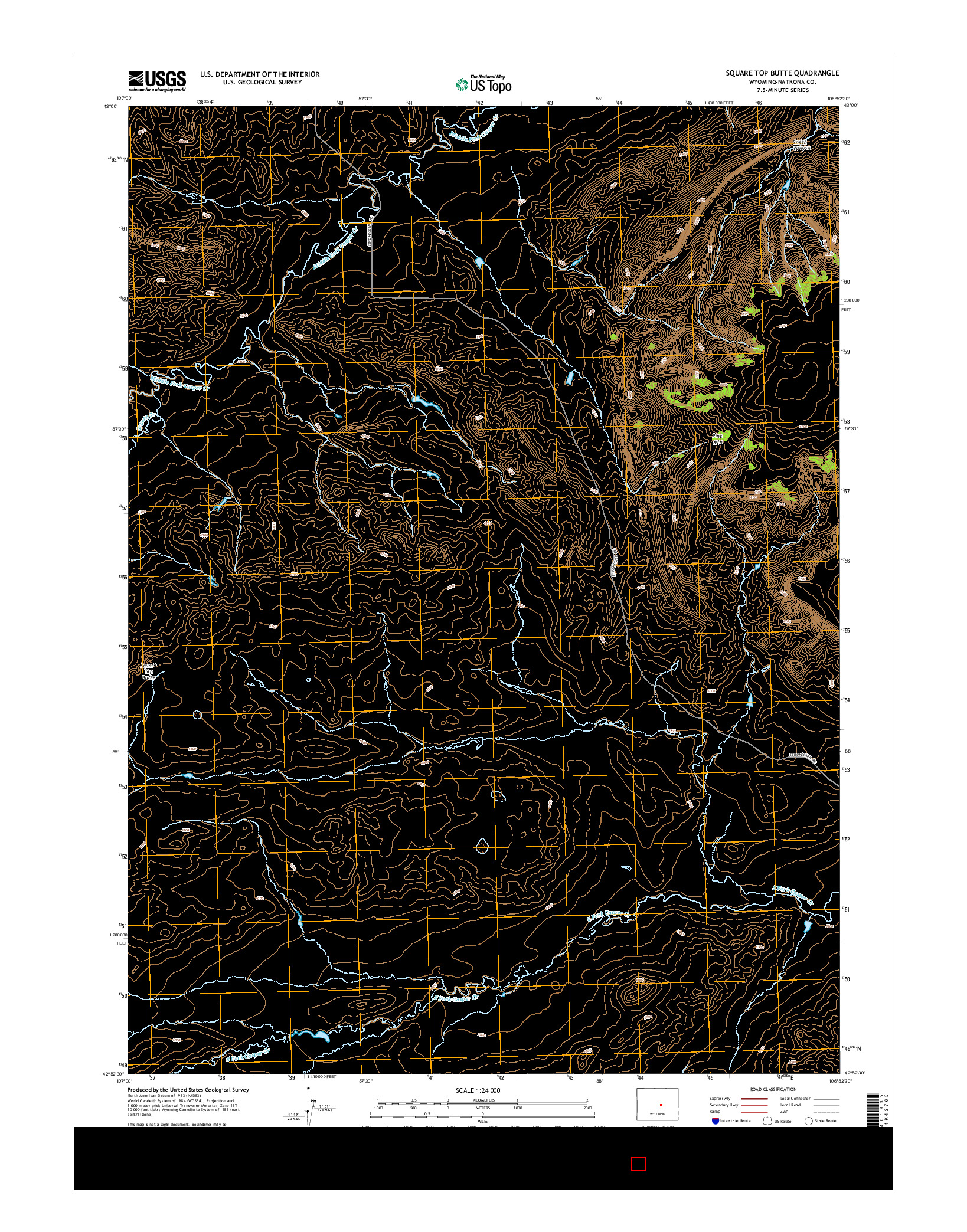 USGS US TOPO 7.5-MINUTE MAP FOR SQUARE TOP BUTTE, WY 2015