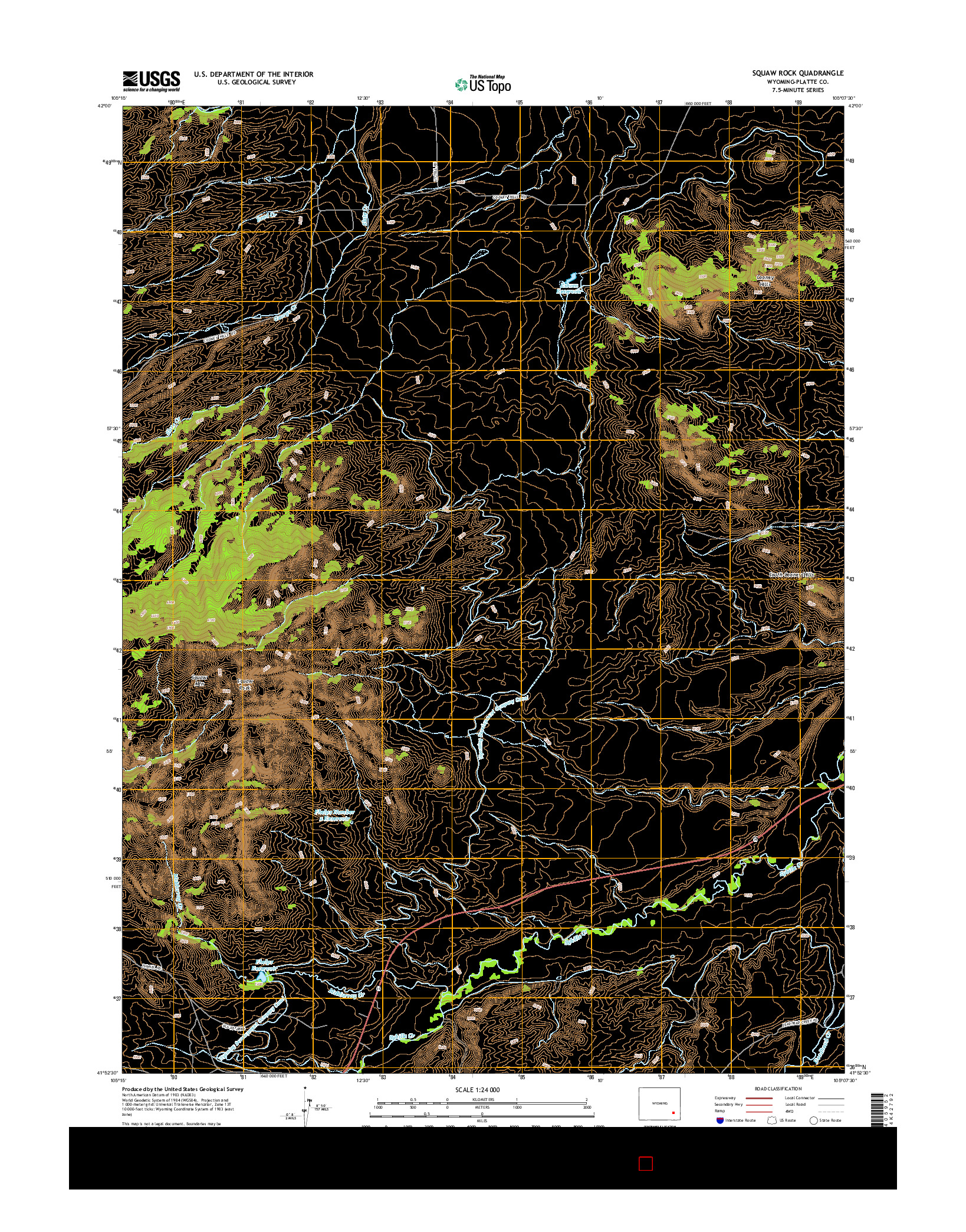 USGS US TOPO 7.5-MINUTE MAP FOR SQUAW ROCK, WY 2015