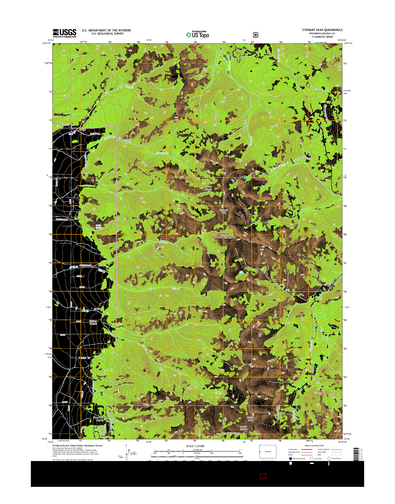 USGS US TOPO 7.5-MINUTE MAP FOR STEWART PEAK, WY 2015