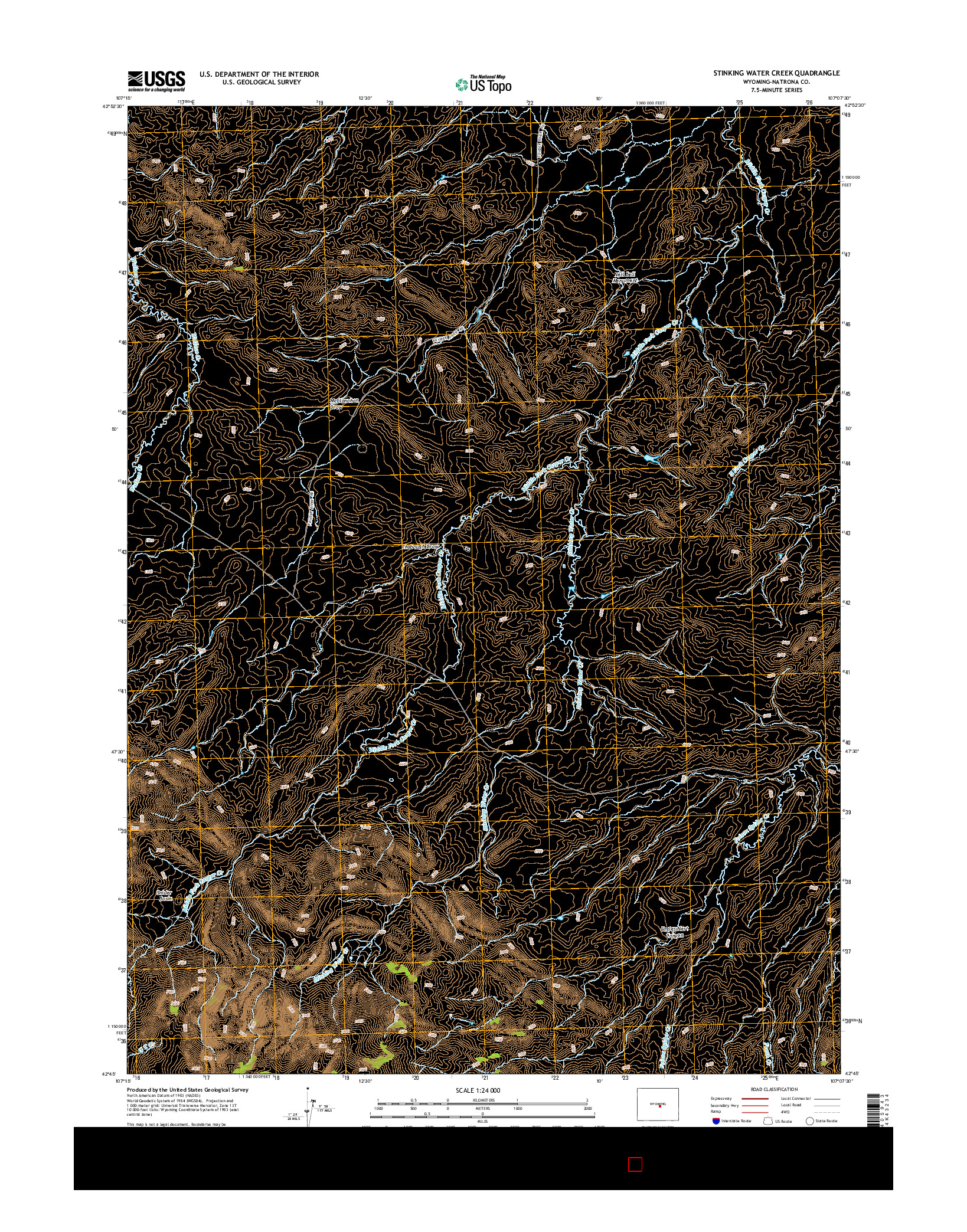 USGS US TOPO 7.5-MINUTE MAP FOR STINKING WATER CREEK, WY 2015