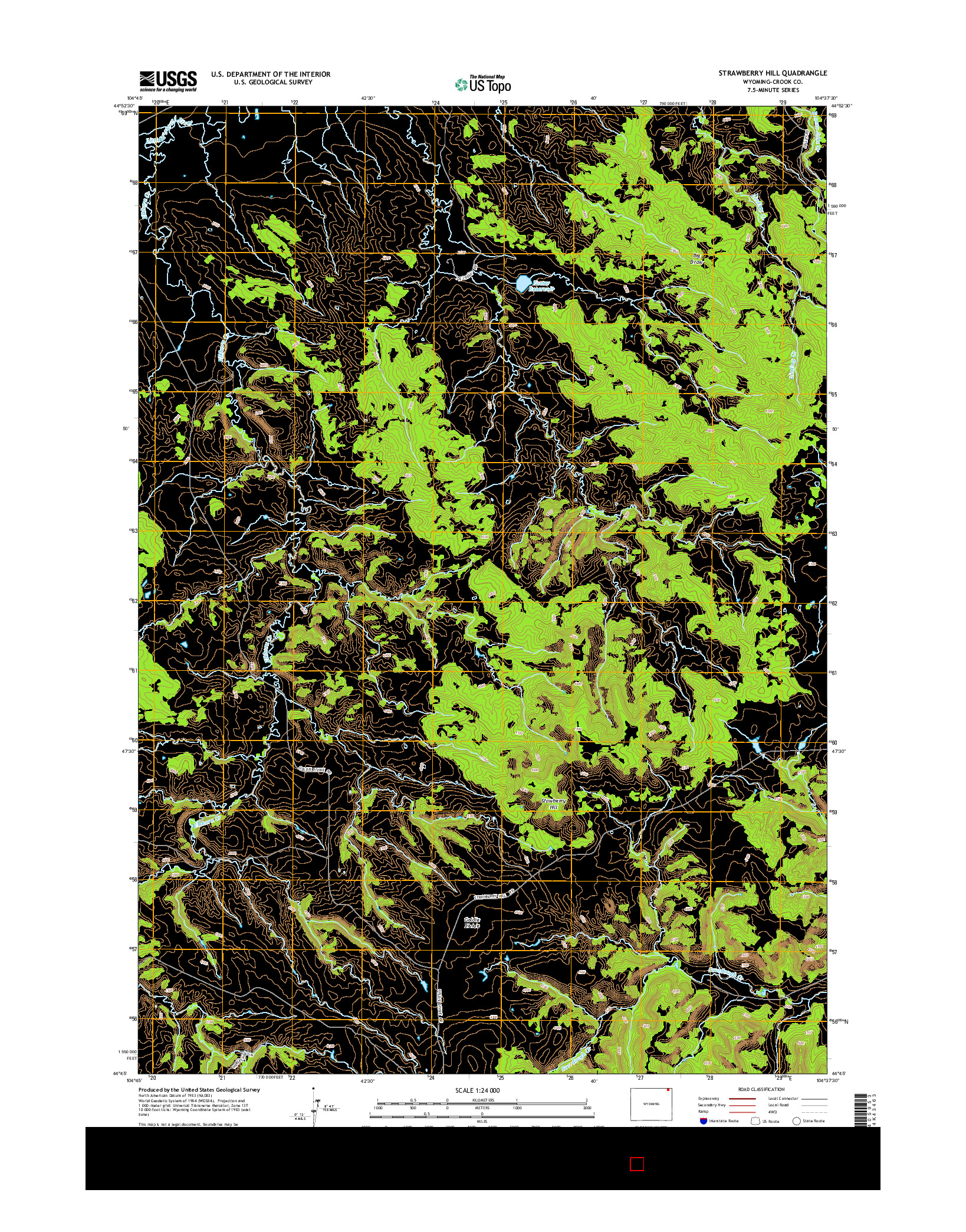 USGS US TOPO 7.5-MINUTE MAP FOR STRAWBERRY HILL, WY 2015