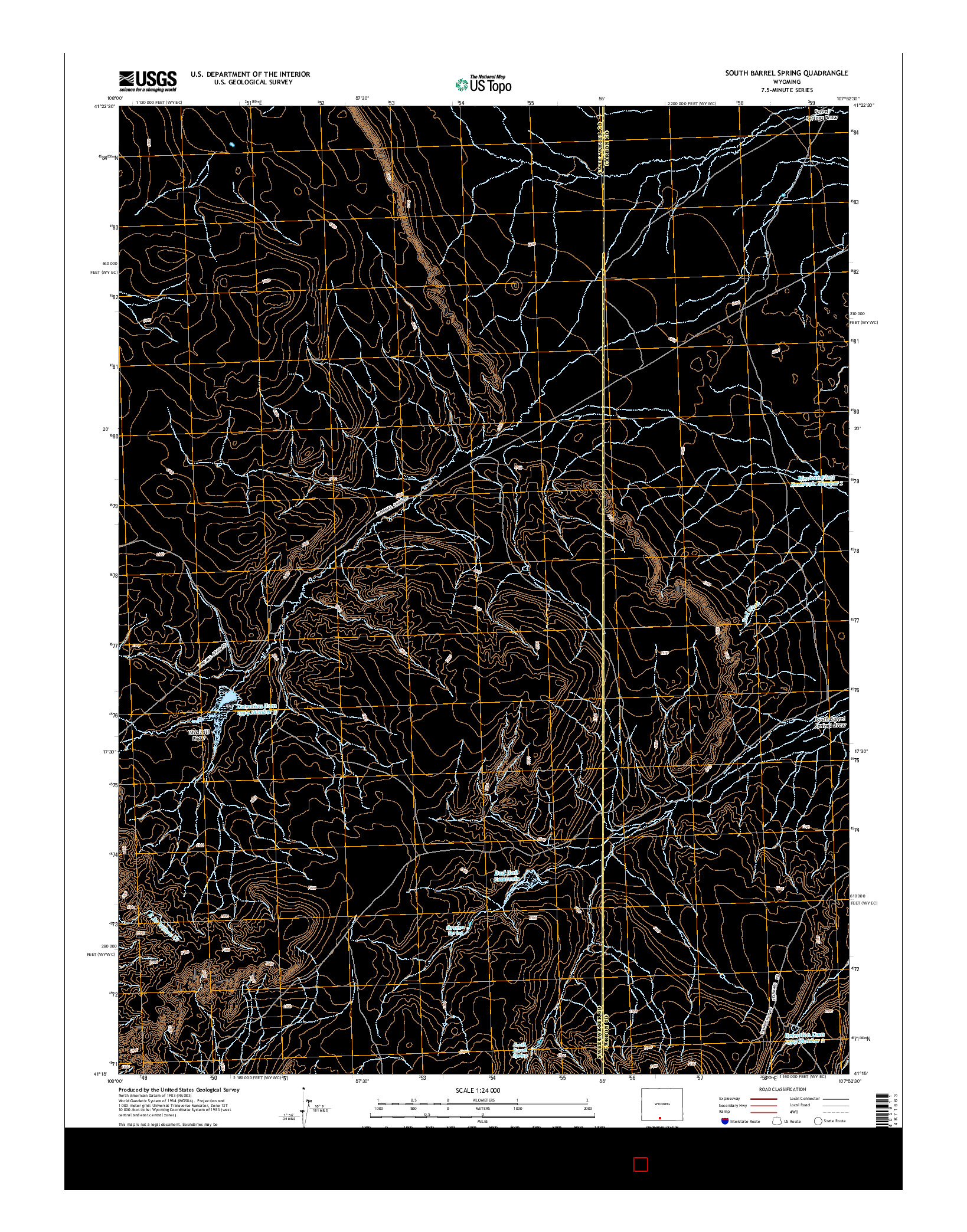 USGS US TOPO 7.5-MINUTE MAP FOR SOUTH BARREL SPRING, WY 2015