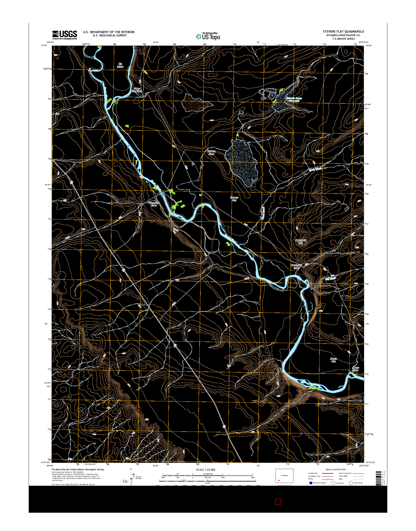 USGS US TOPO 7.5-MINUTE MAP FOR STEVENS FLAT, WY 2015