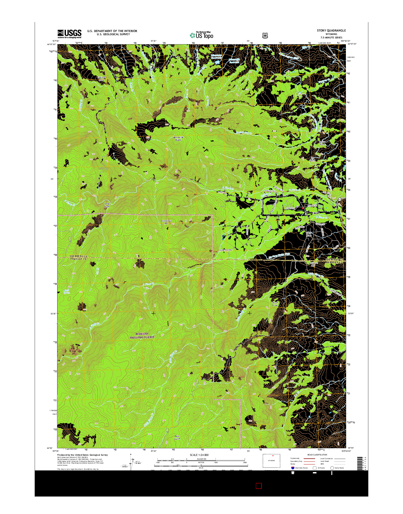 USGS US TOPO 7.5-MINUTE MAP FOR STORY, WY 2015