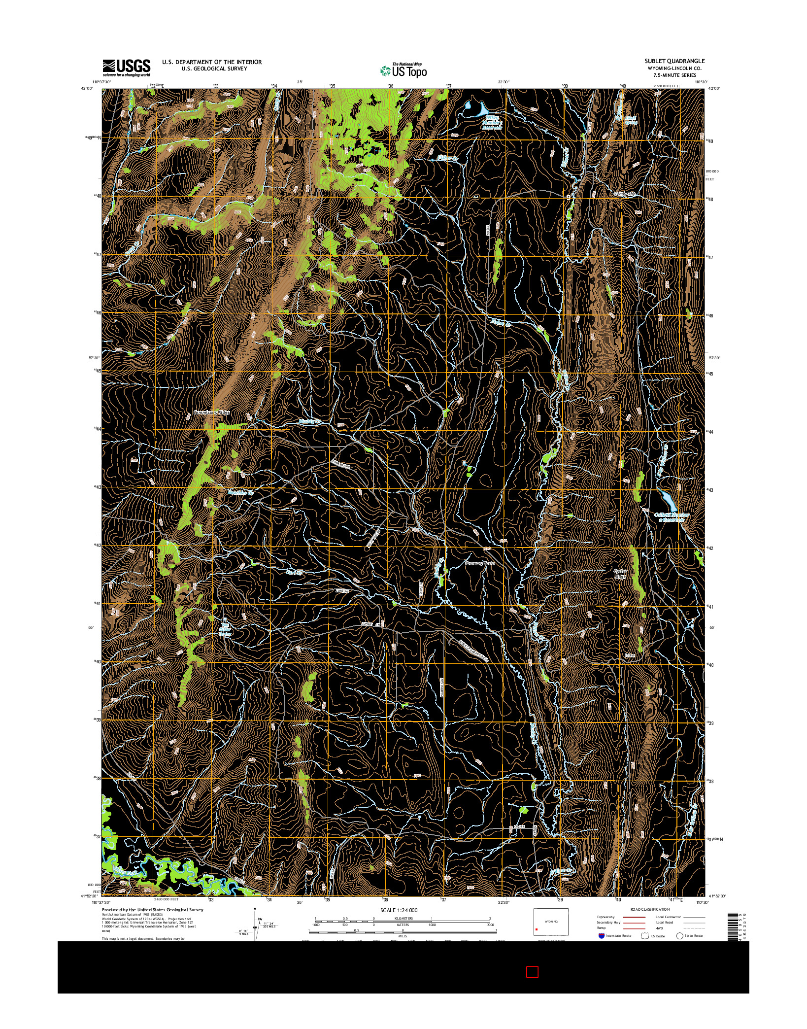 USGS US TOPO 7.5-MINUTE MAP FOR SUBLET, WY 2015