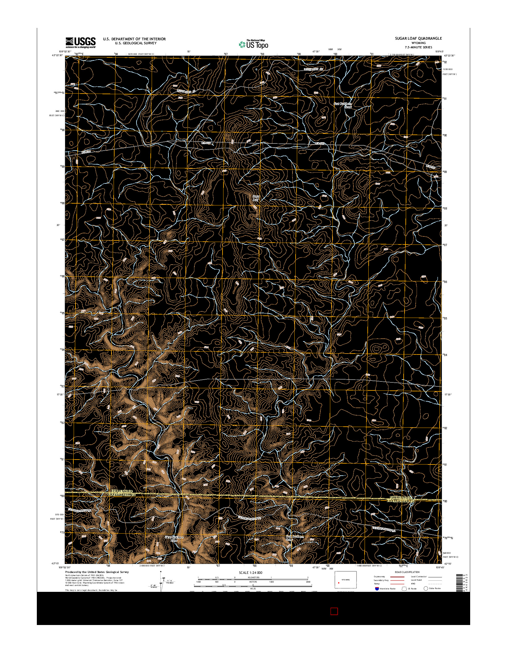 USGS US TOPO 7.5-MINUTE MAP FOR SUGAR LOAF, WY 2015