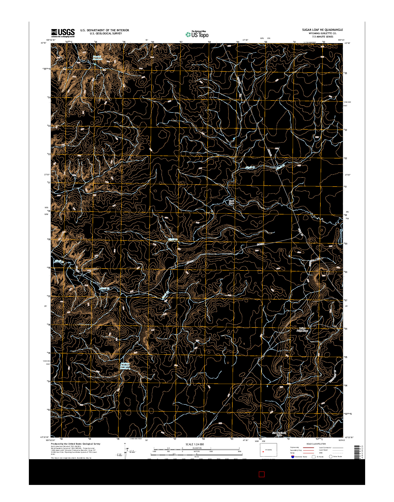 USGS US TOPO 7.5-MINUTE MAP FOR SUGAR LOAF NE, WY 2015