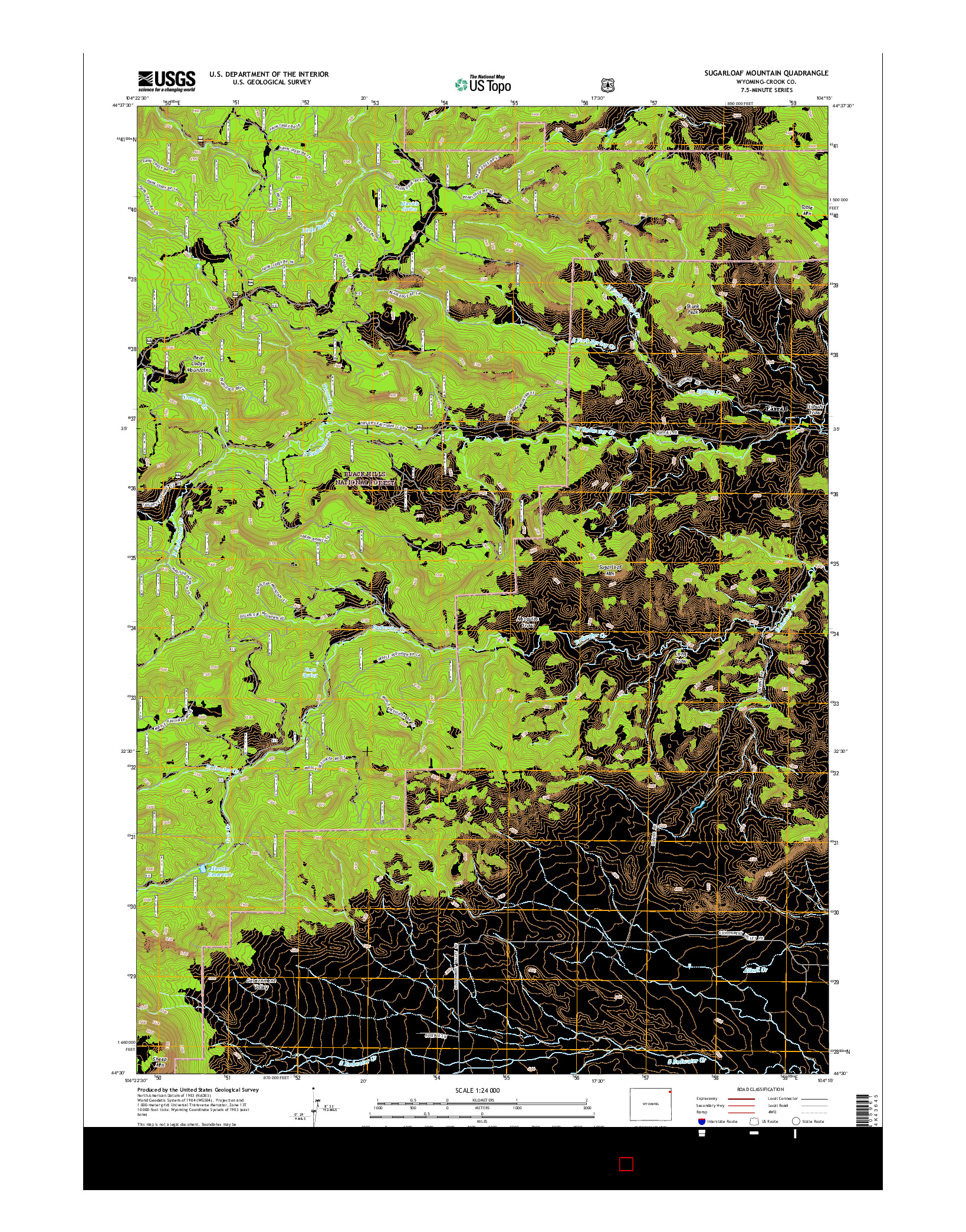 USGS US TOPO 7.5-MINUTE MAP FOR SUGARLOAF MOUNTAIN, WY 2015