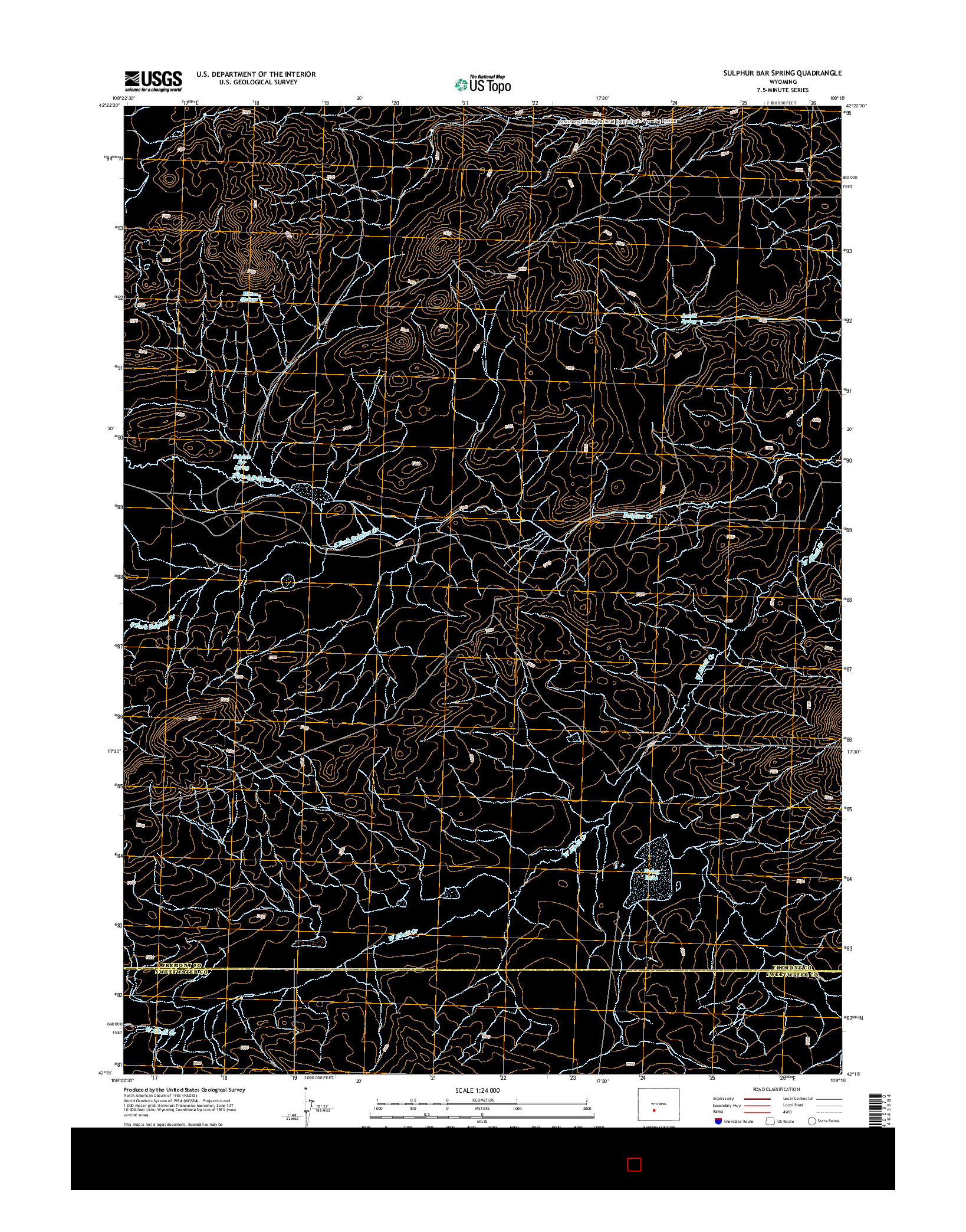 USGS US TOPO 7.5-MINUTE MAP FOR SULPHUR BAR SPRING, WY 2015