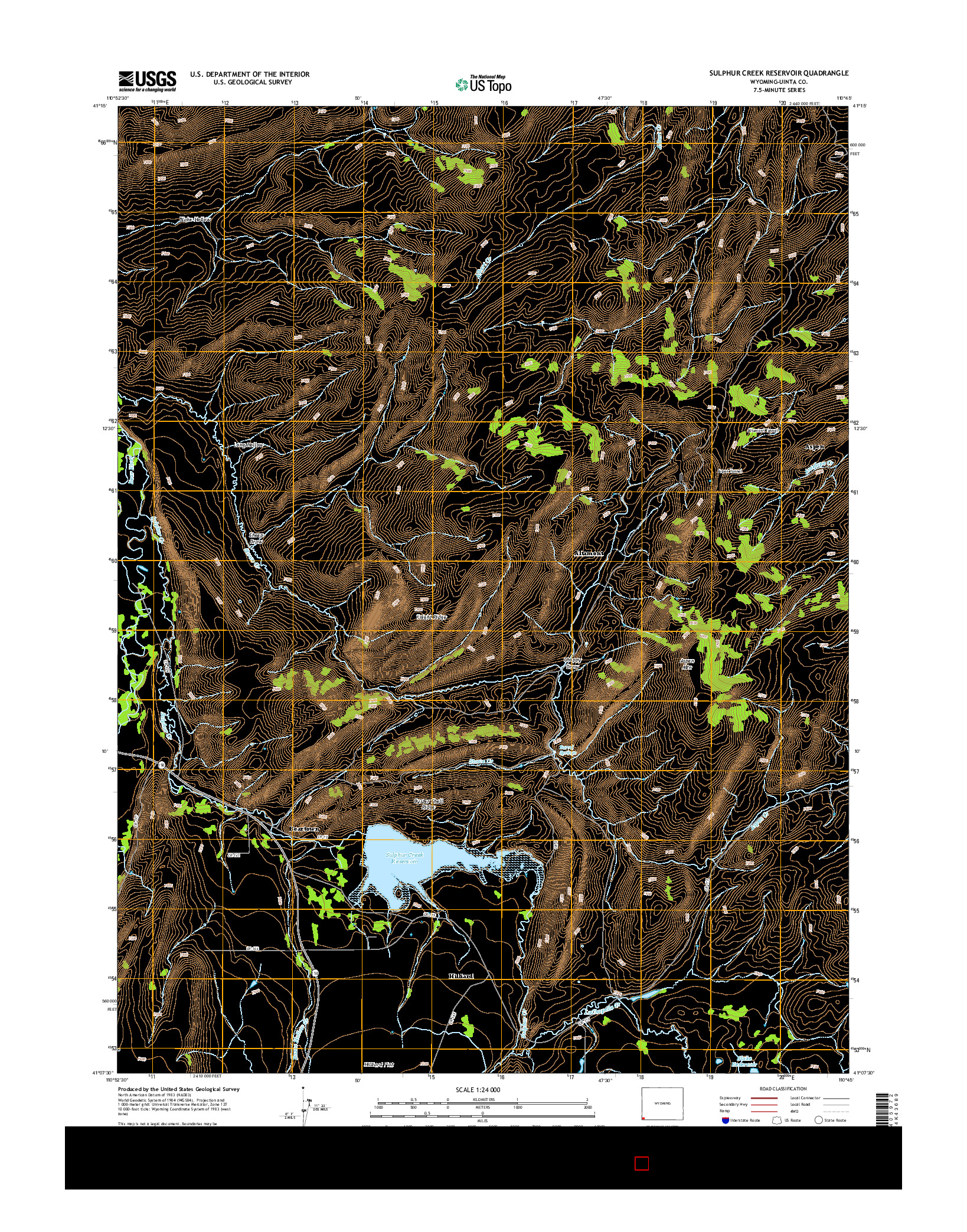 USGS US TOPO 7.5-MINUTE MAP FOR SULPHUR CREEK RESERVOIR, WY 2015
