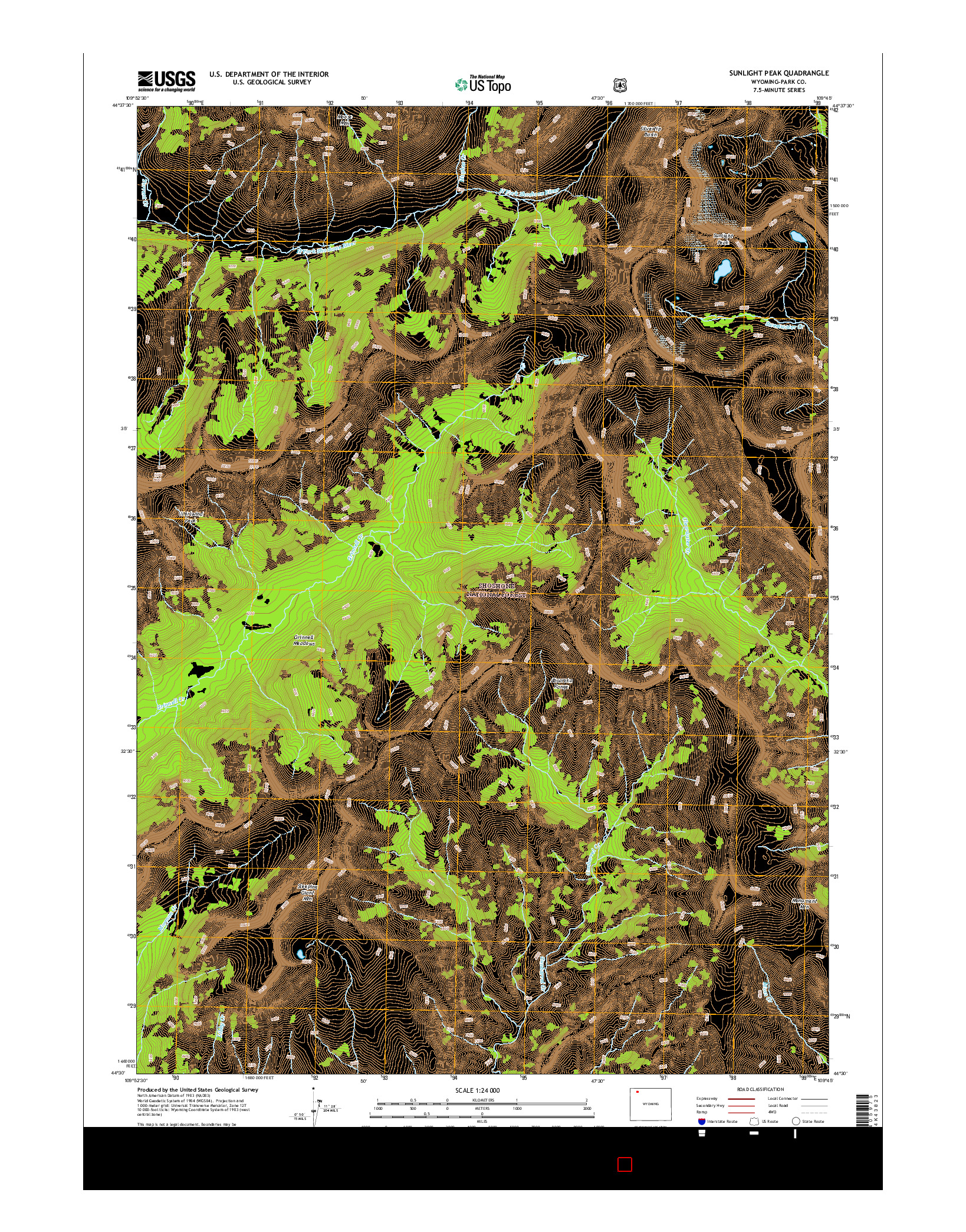 USGS US TOPO 7.5-MINUTE MAP FOR SUNLIGHT PEAK, WY 2015