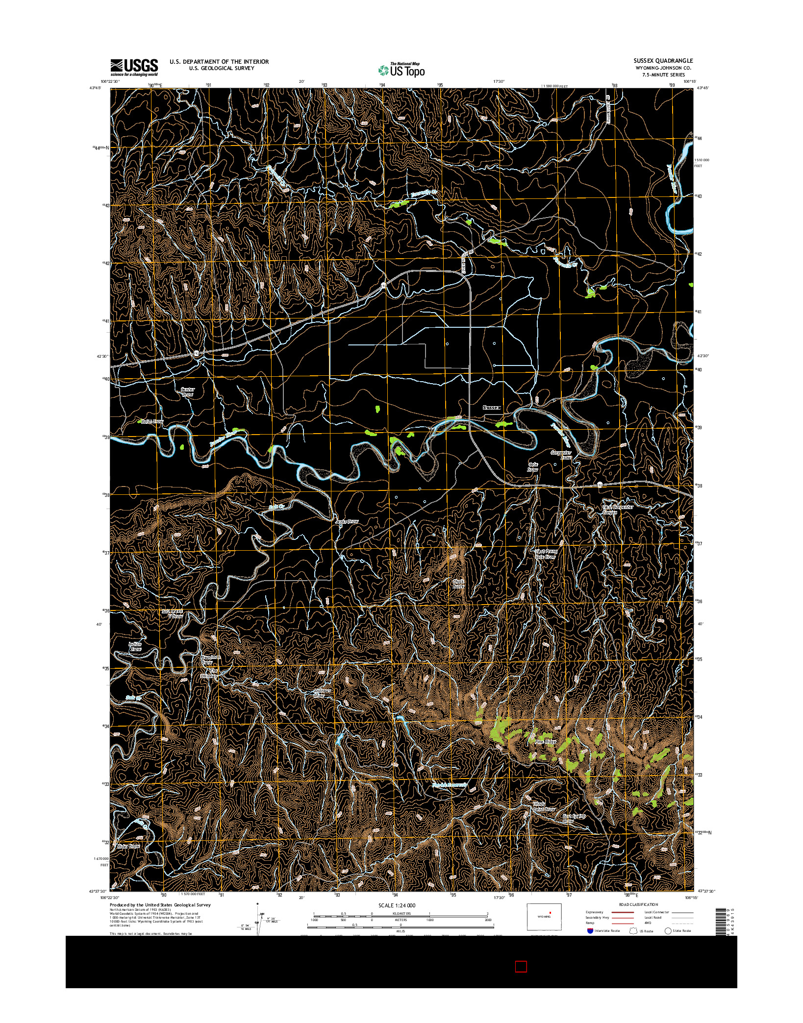 USGS US TOPO 7.5-MINUTE MAP FOR SUSSEX, WY 2015