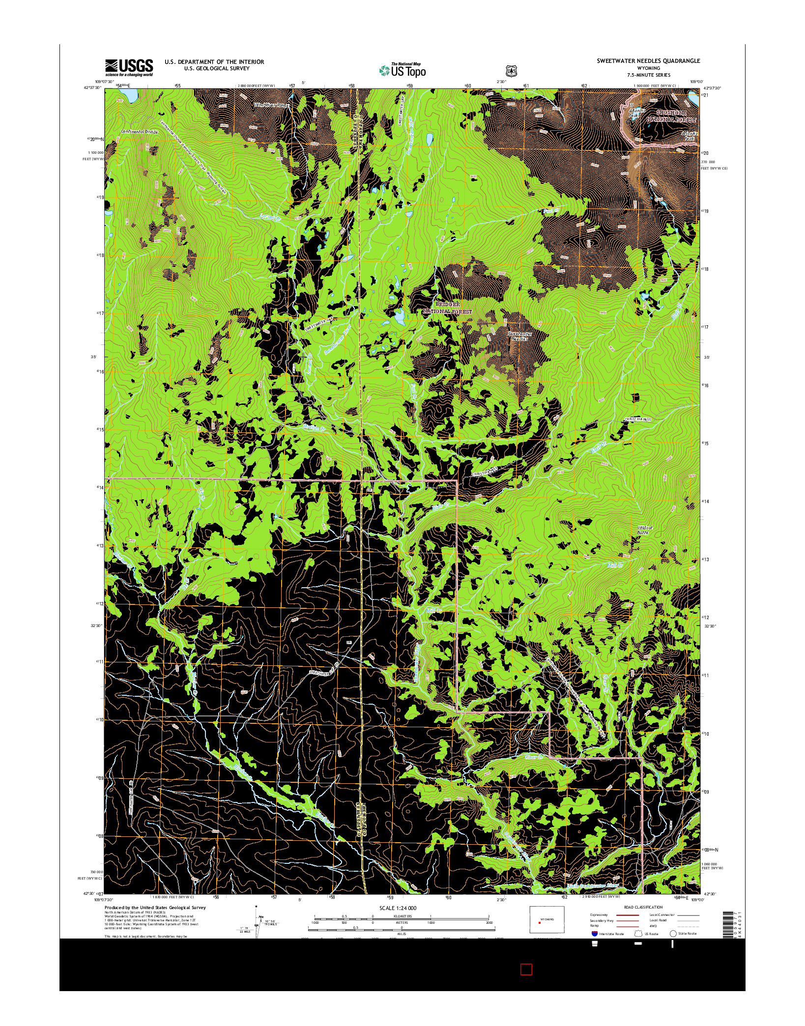 USGS US TOPO 7.5-MINUTE MAP FOR SWEETWATER NEEDLES, WY 2015