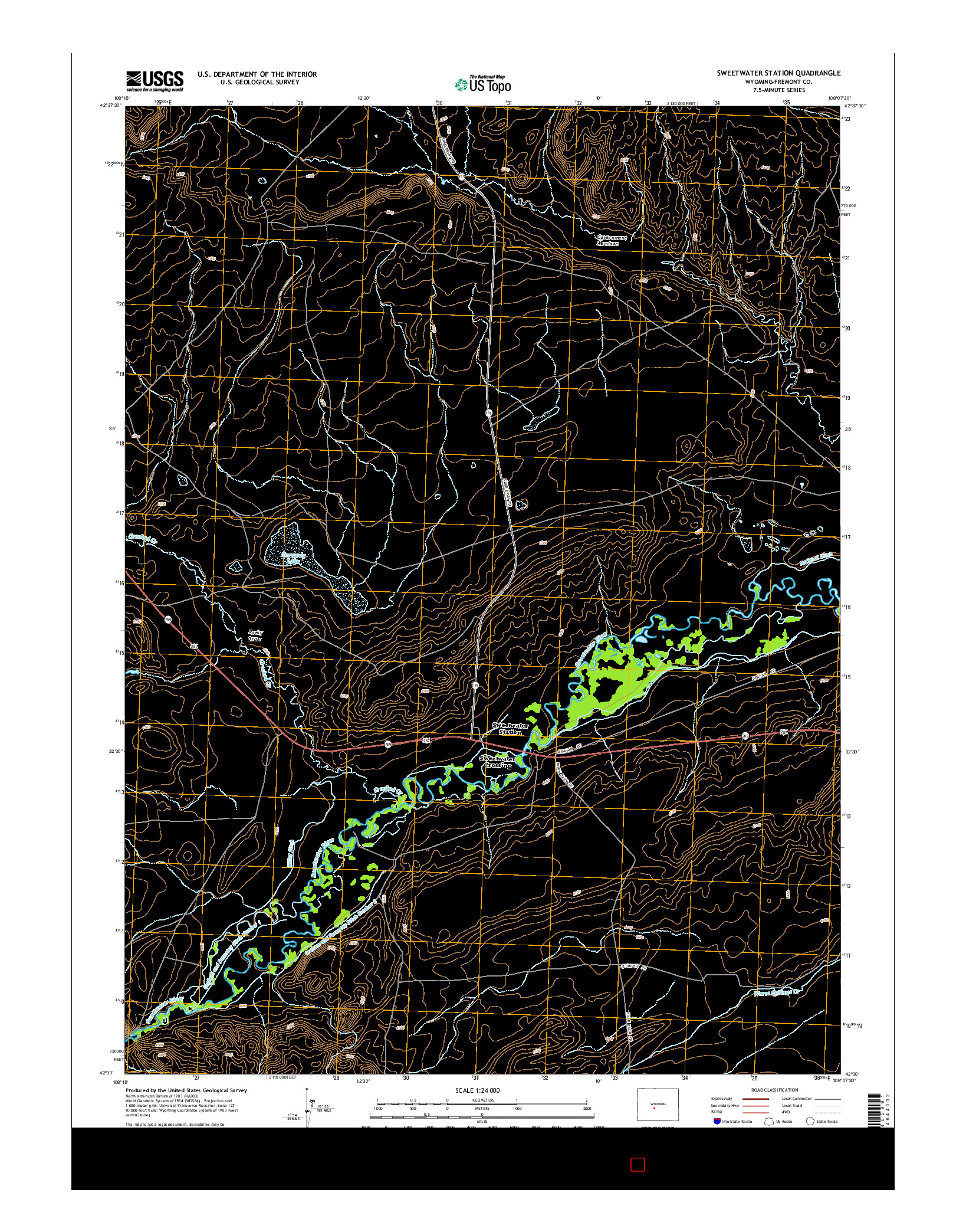 USGS US TOPO 7.5-MINUTE MAP FOR SWEETWATER STATION, WY 2015
