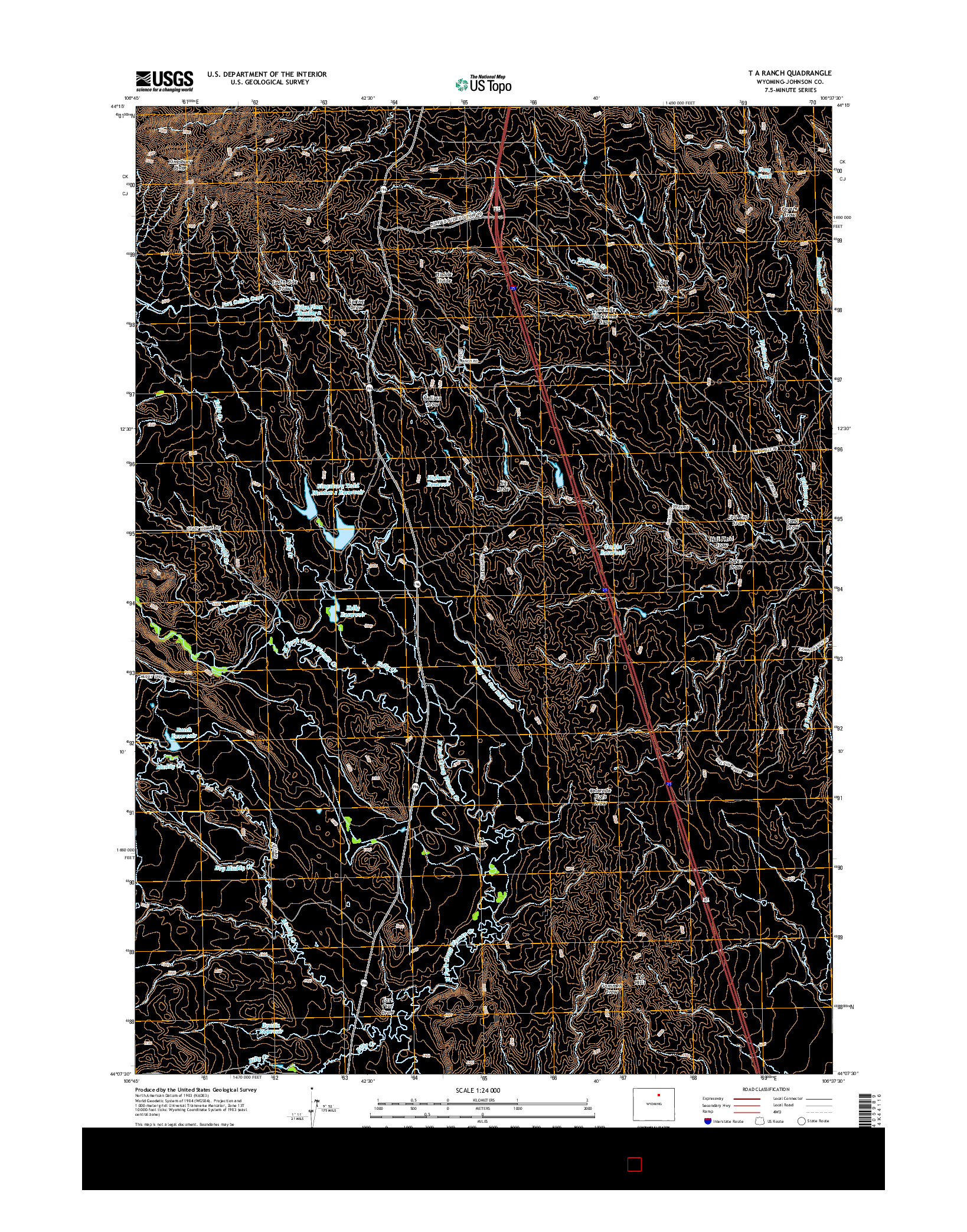 USGS US TOPO 7.5-MINUTE MAP FOR T A RANCH, WY 2015