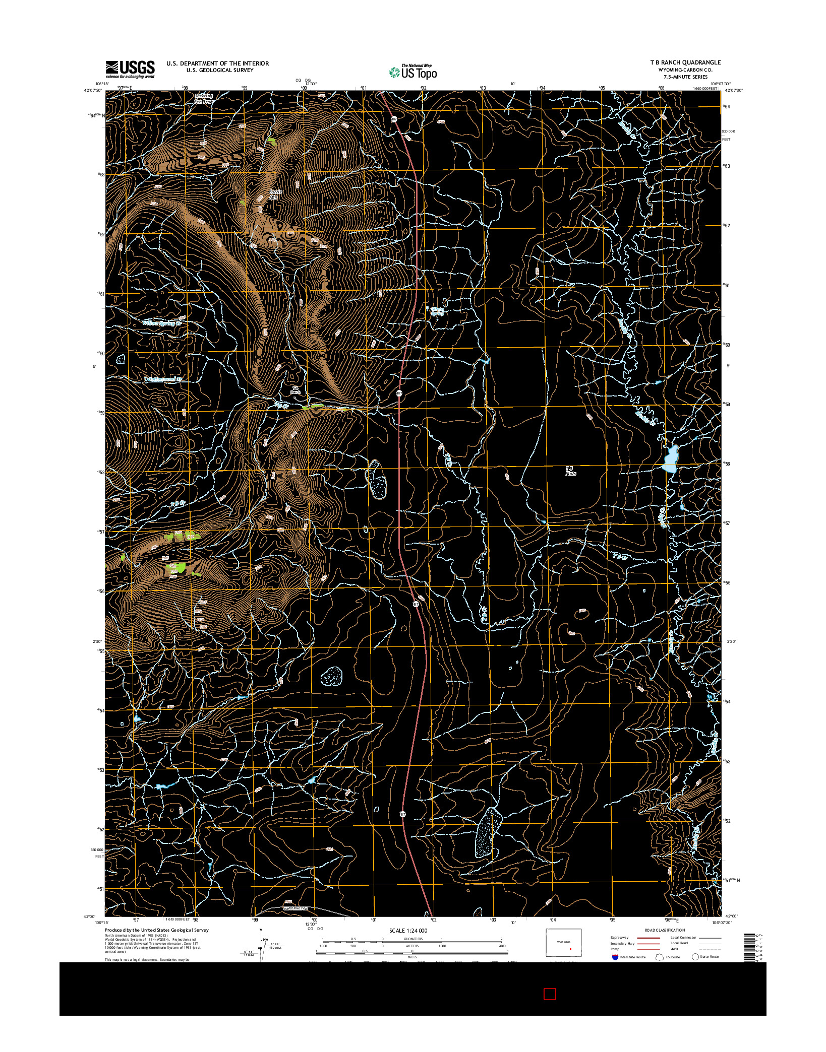 USGS US TOPO 7.5-MINUTE MAP FOR T B RANCH, WY 2015