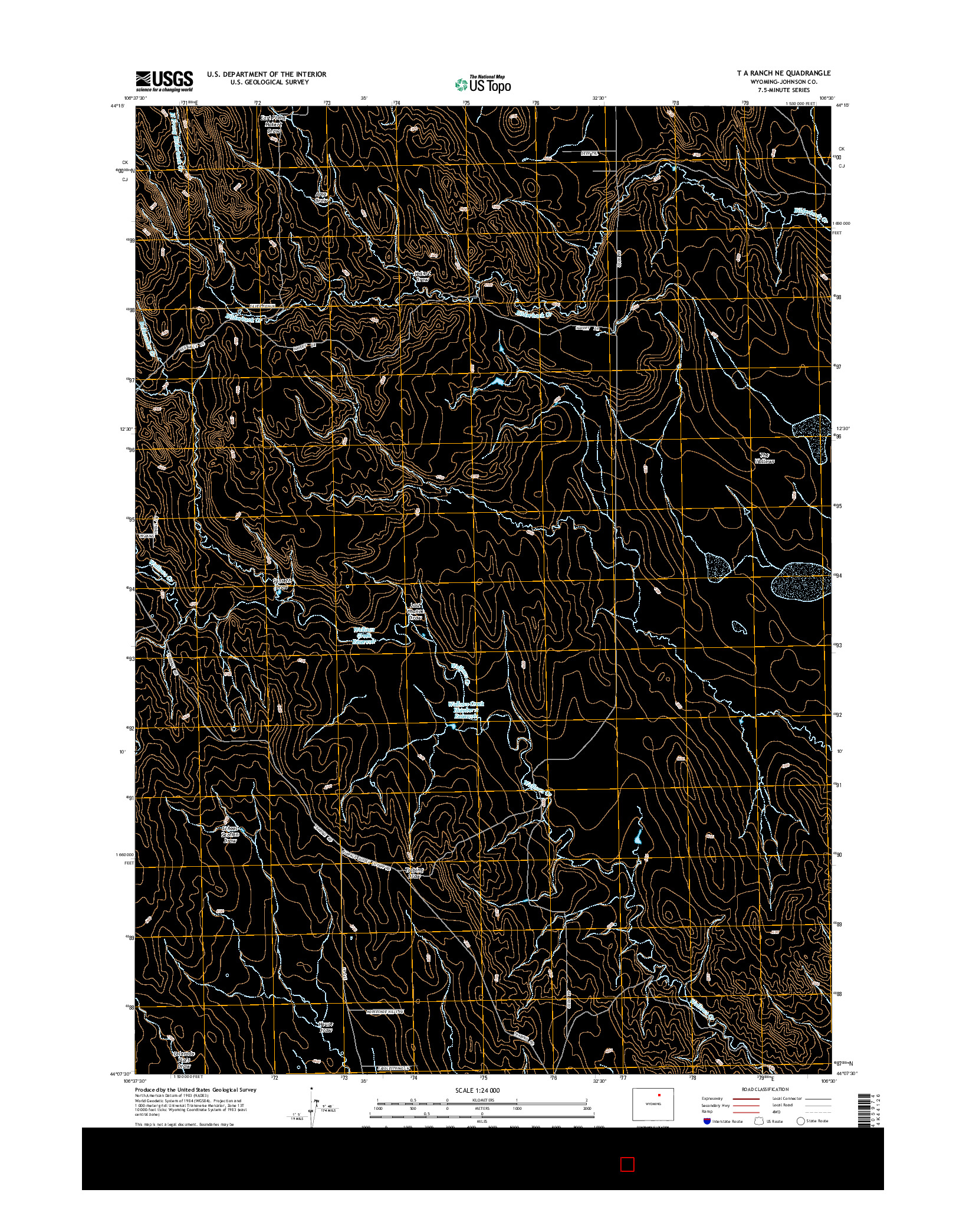USGS US TOPO 7.5-MINUTE MAP FOR T A RANCH NE, WY 2015