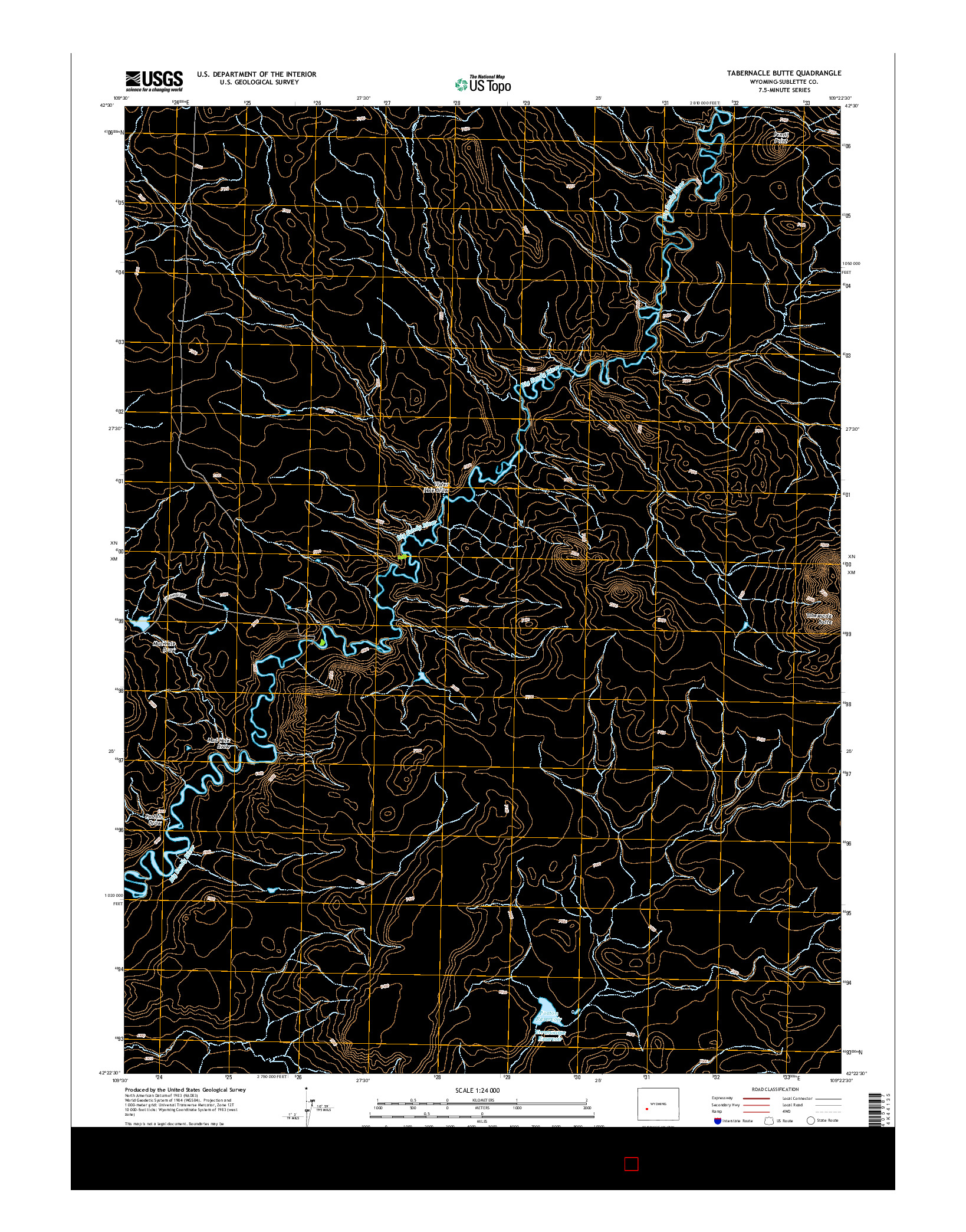 USGS US TOPO 7.5-MINUTE MAP FOR TABERNACLE BUTTE, WY 2015