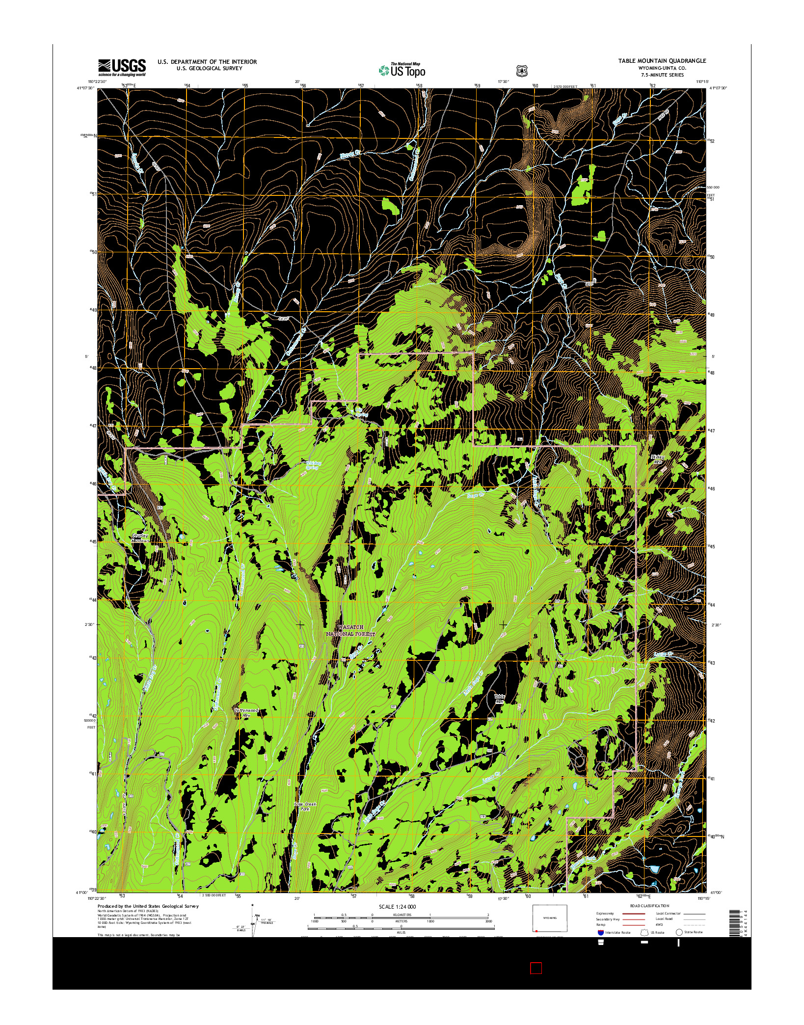 USGS US TOPO 7.5-MINUTE MAP FOR TABLE MOUNTAIN, WY 2015