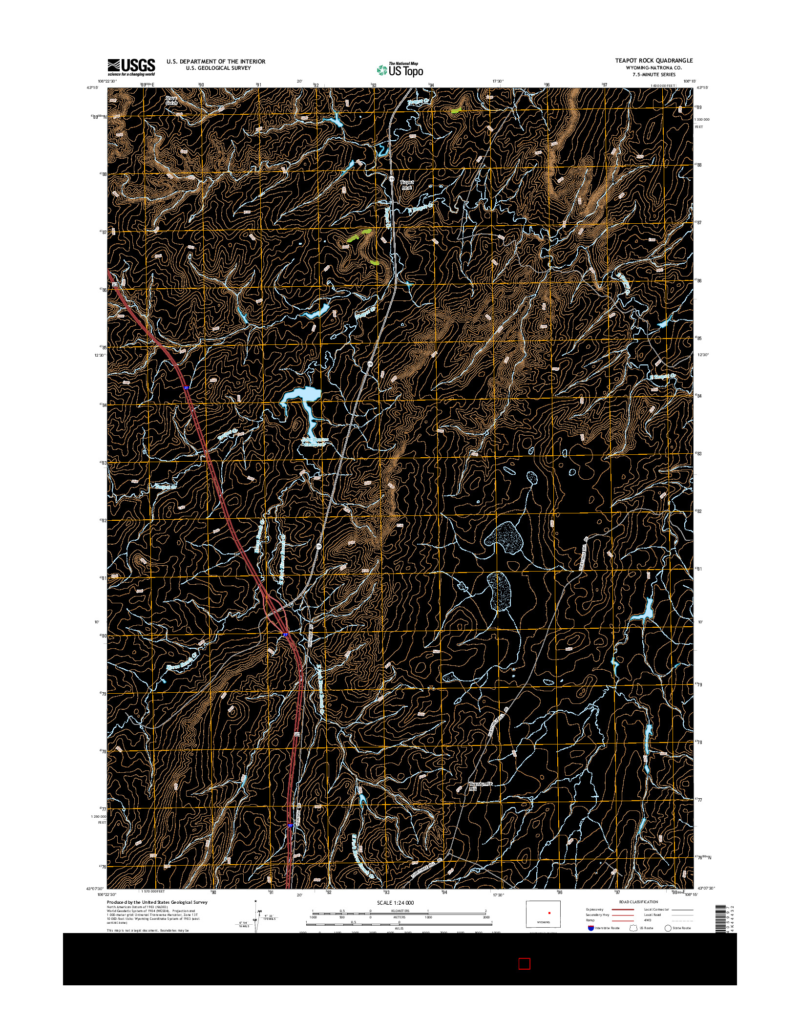 USGS US TOPO 7.5-MINUTE MAP FOR TEAPOT ROCK, WY 2015