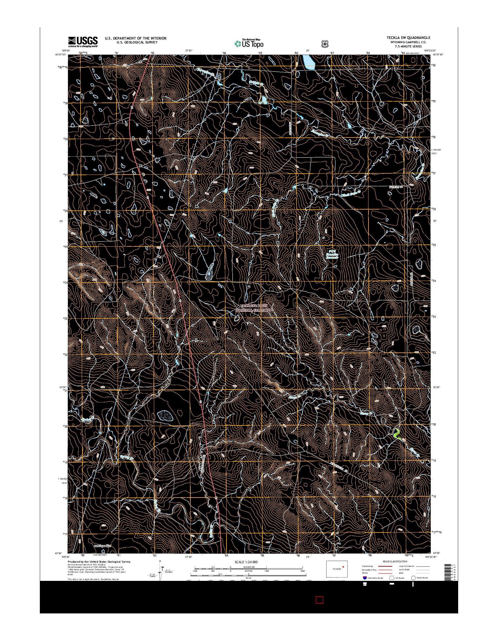 USGS US TOPO 7.5-MINUTE MAP FOR TECKLA SW, WY 2015