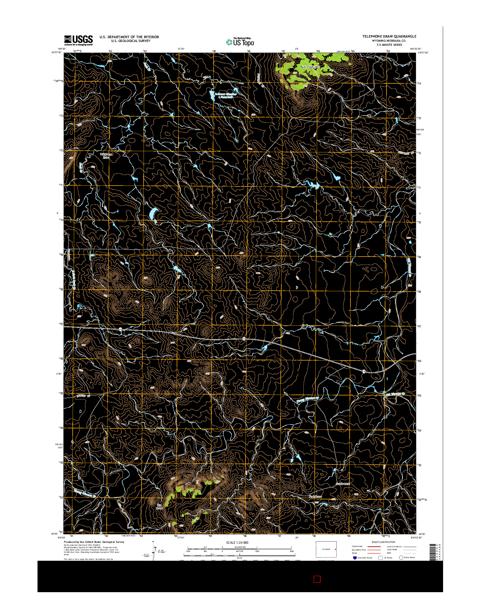 USGS US TOPO 7.5-MINUTE MAP FOR TELEPHONE DRAW, WY 2015