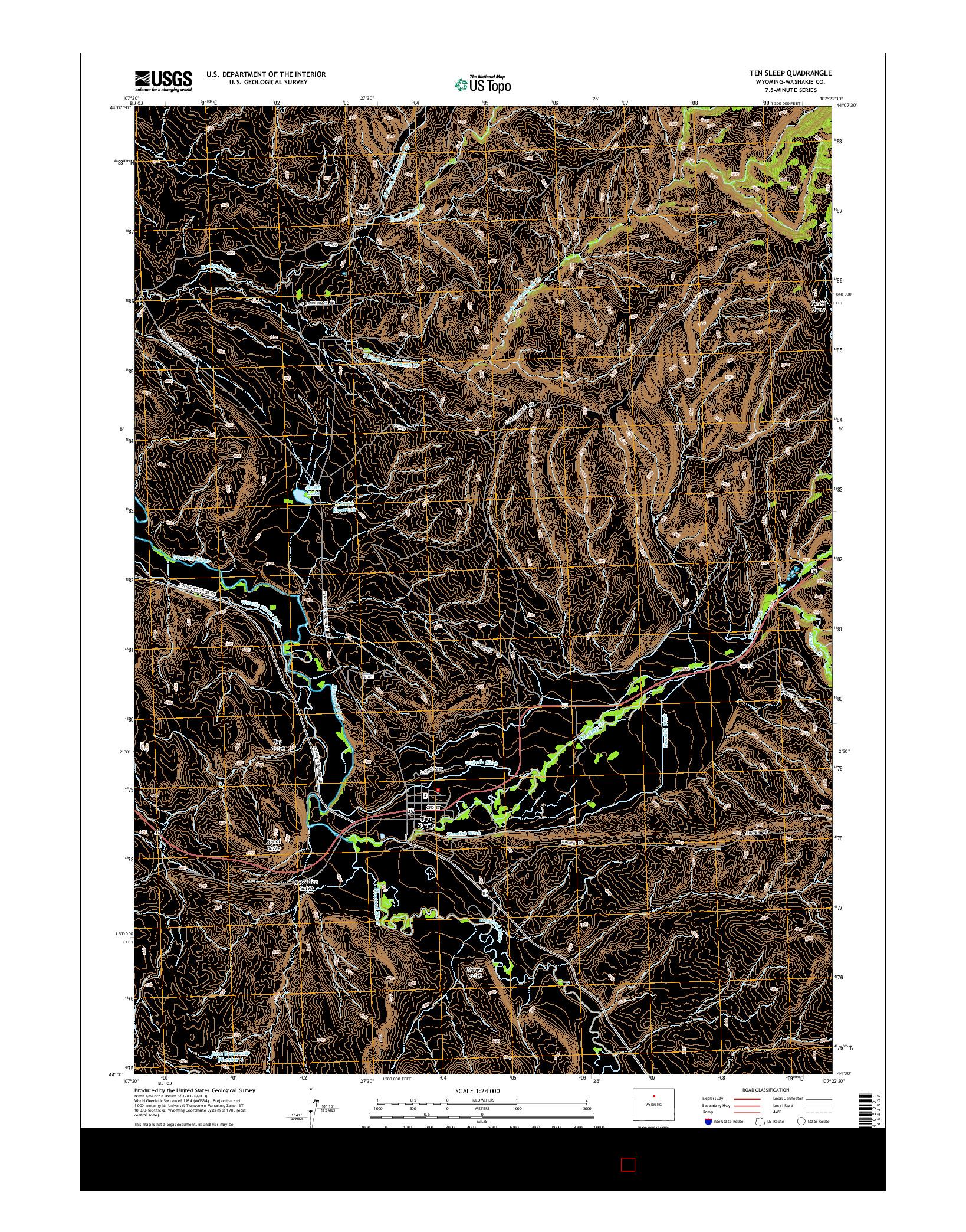 USGS US TOPO 7.5-MINUTE MAP FOR TEN SLEEP, WY 2015