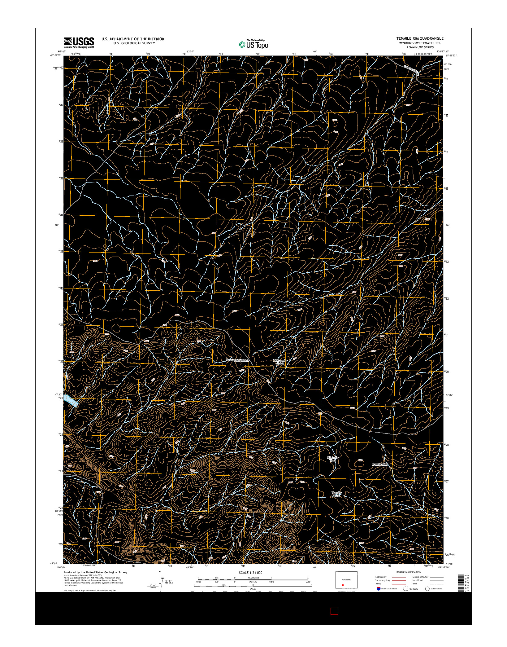 USGS US TOPO 7.5-MINUTE MAP FOR TENMILE RIM, WY 2015