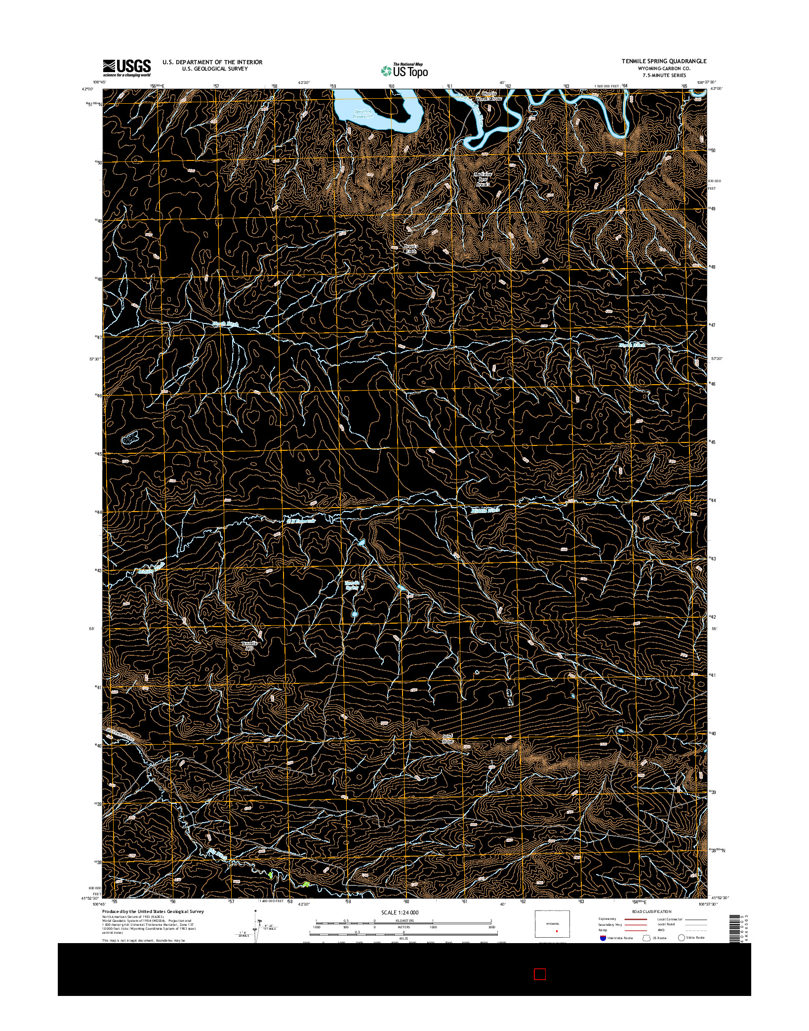 USGS US TOPO 7.5-MINUTE MAP FOR TENMILE SPRING, WY 2015