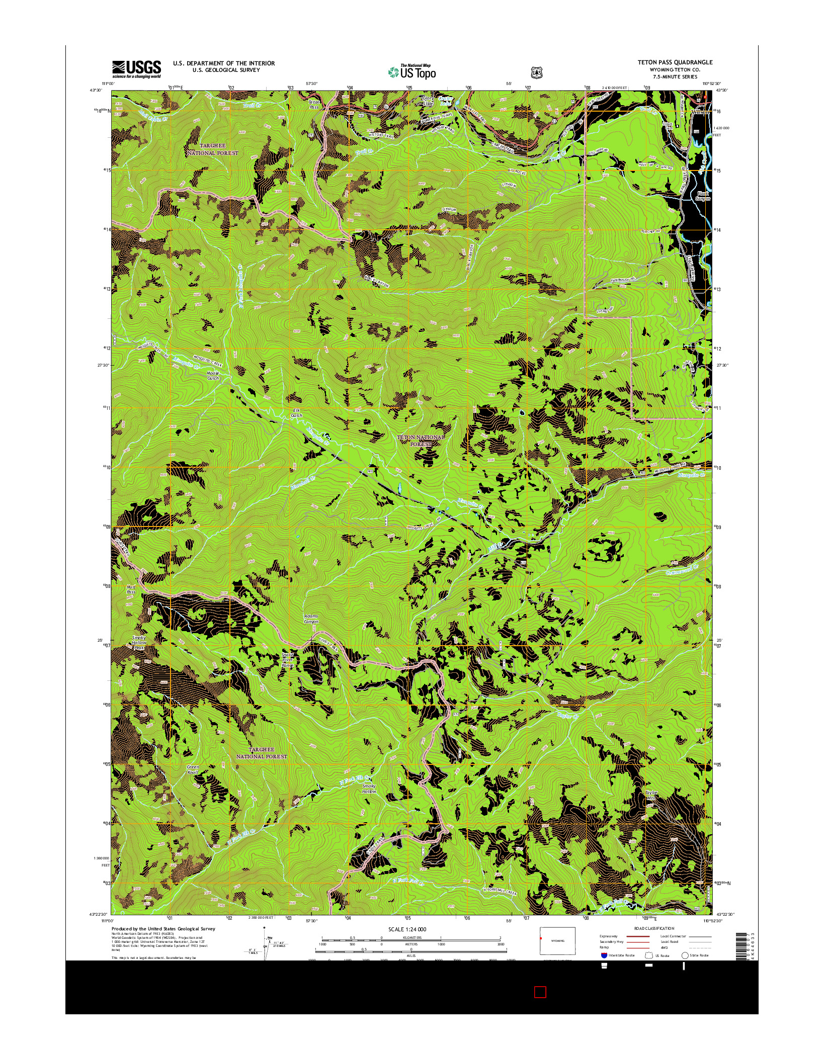 USGS US TOPO 7.5-MINUTE MAP FOR TETON PASS, WY 2015