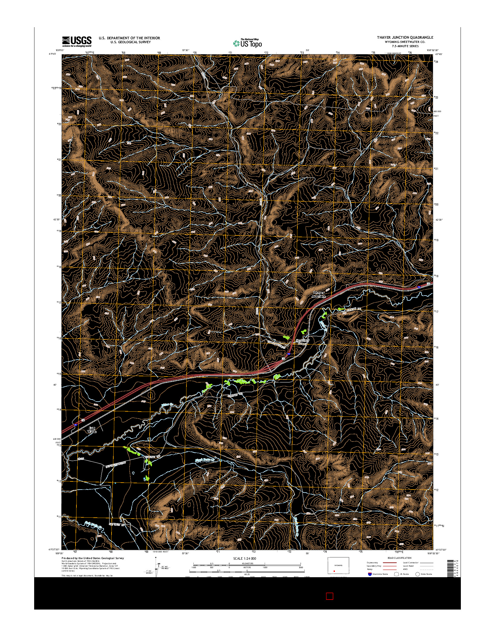 USGS US TOPO 7.5-MINUTE MAP FOR THAYER JUNCTION, WY 2015