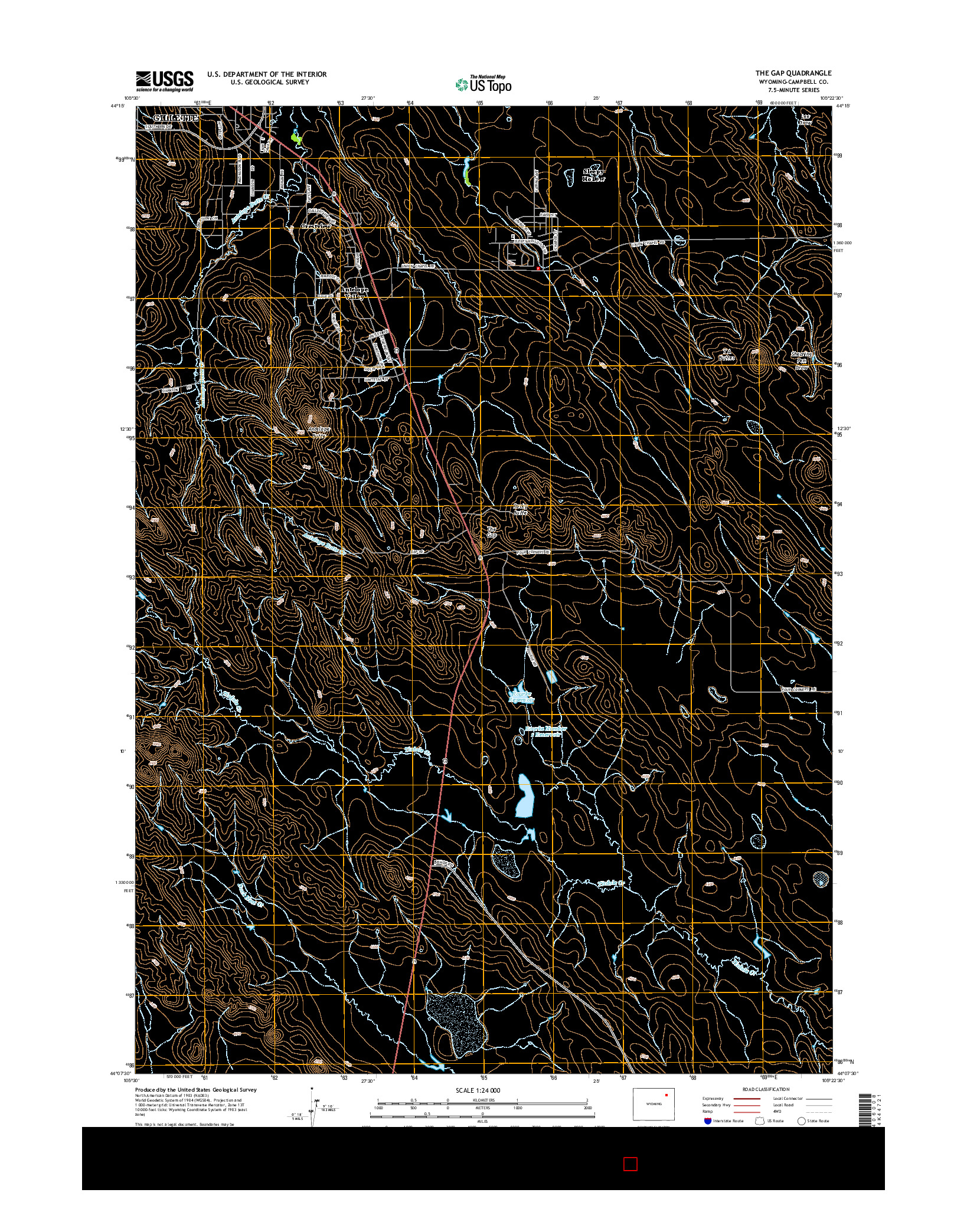 USGS US TOPO 7.5-MINUTE MAP FOR THE GAP, WY 2015