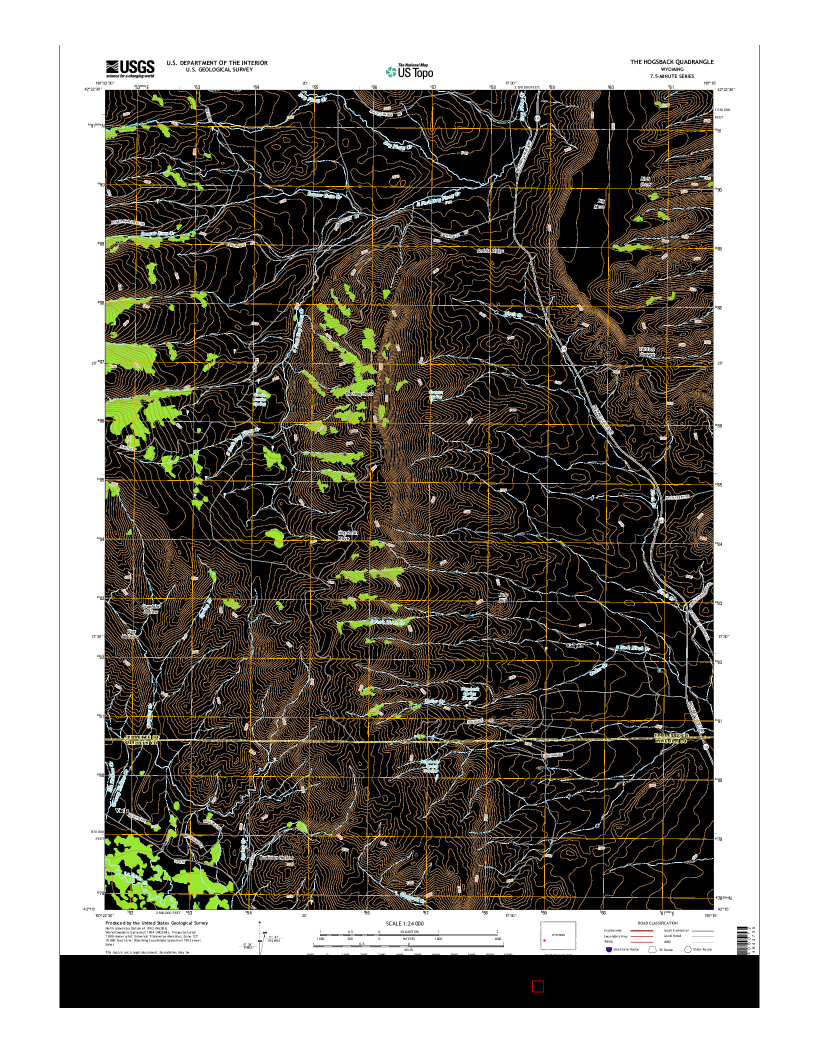 USGS US TOPO 7.5-MINUTE MAP FOR THE HOGSBACK, WY 2015