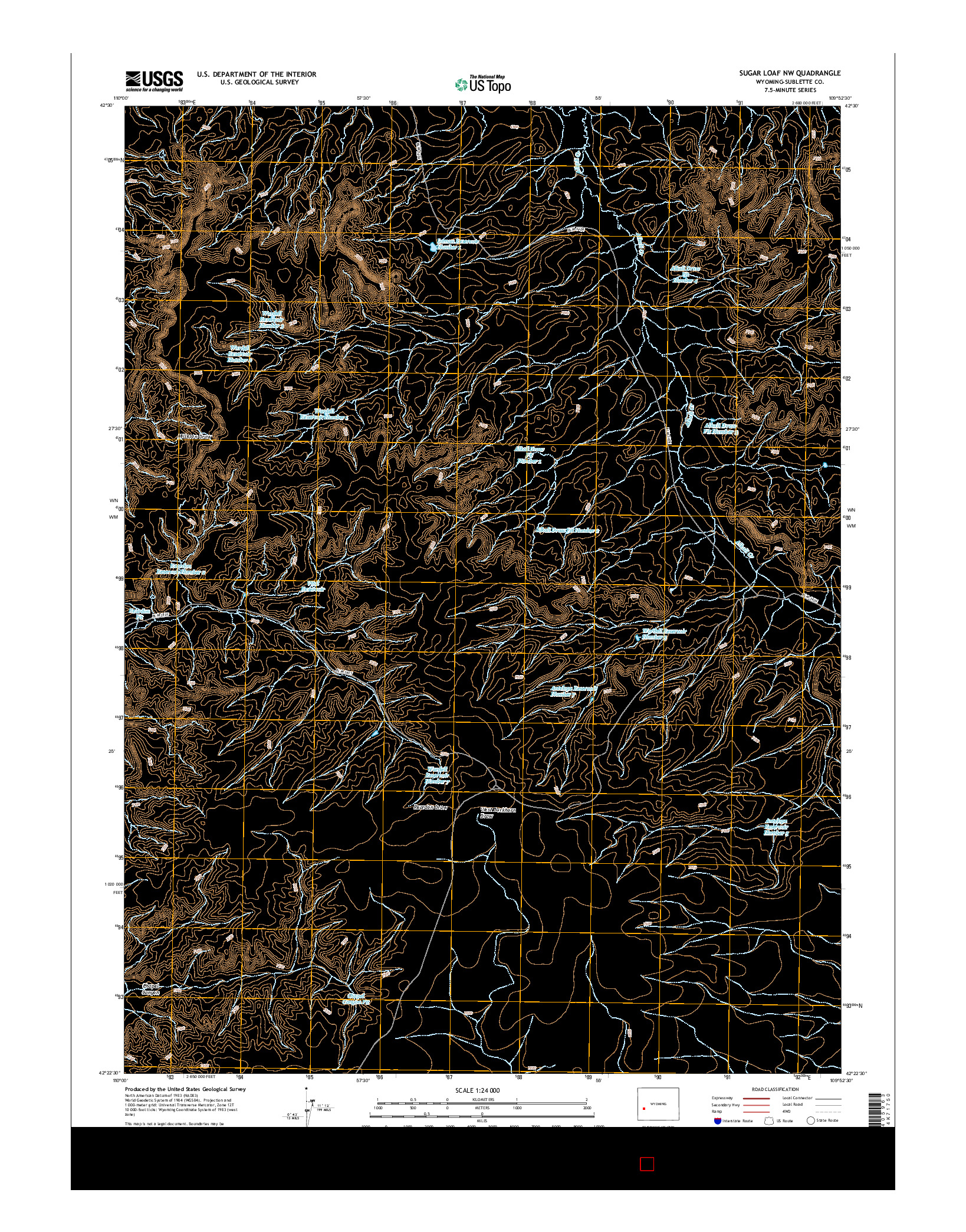 USGS US TOPO 7.5-MINUTE MAP FOR SUGAR LOAF NW, WY 2015