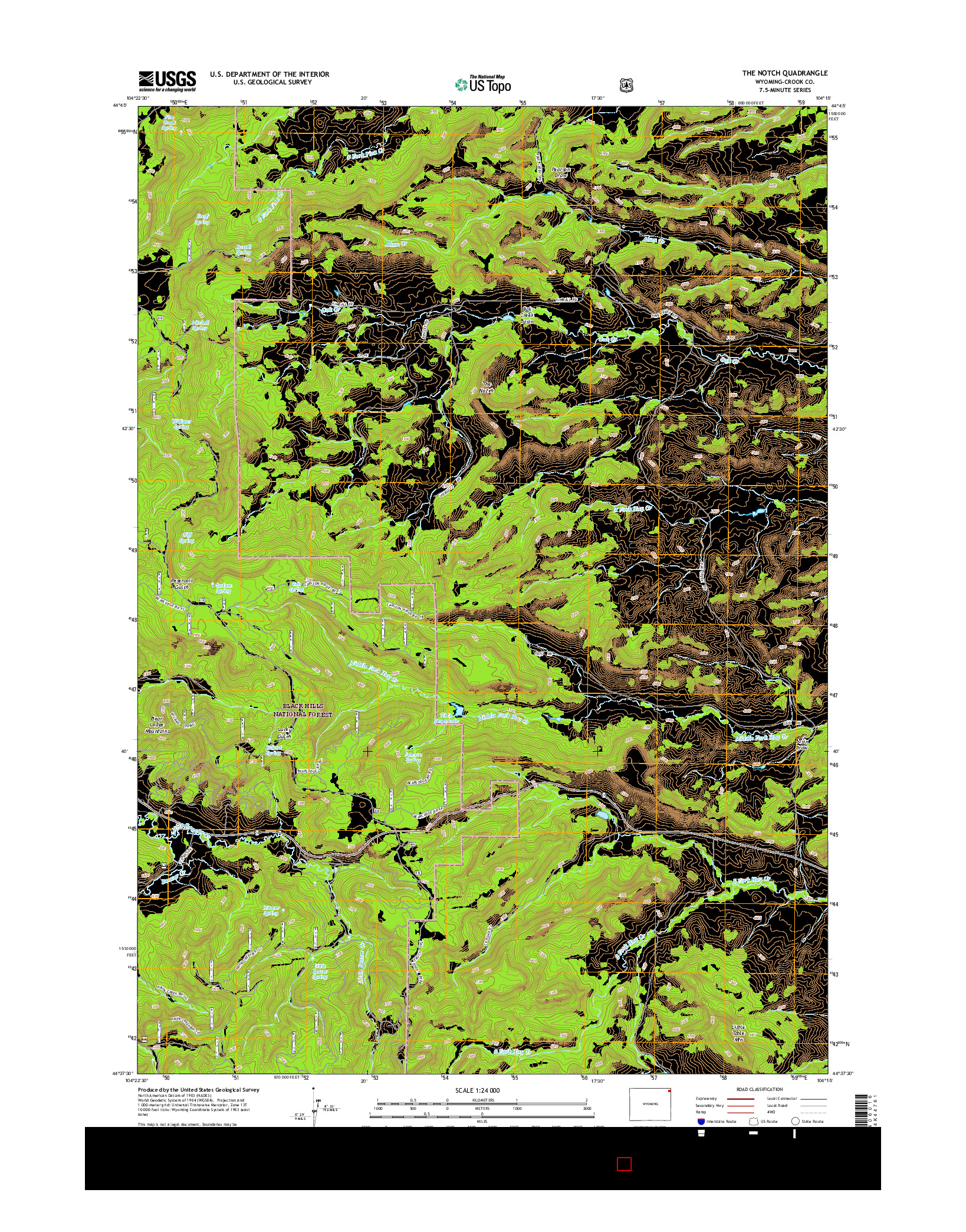 USGS US TOPO 7.5-MINUTE MAP FOR THE NOTCH, WY 2015