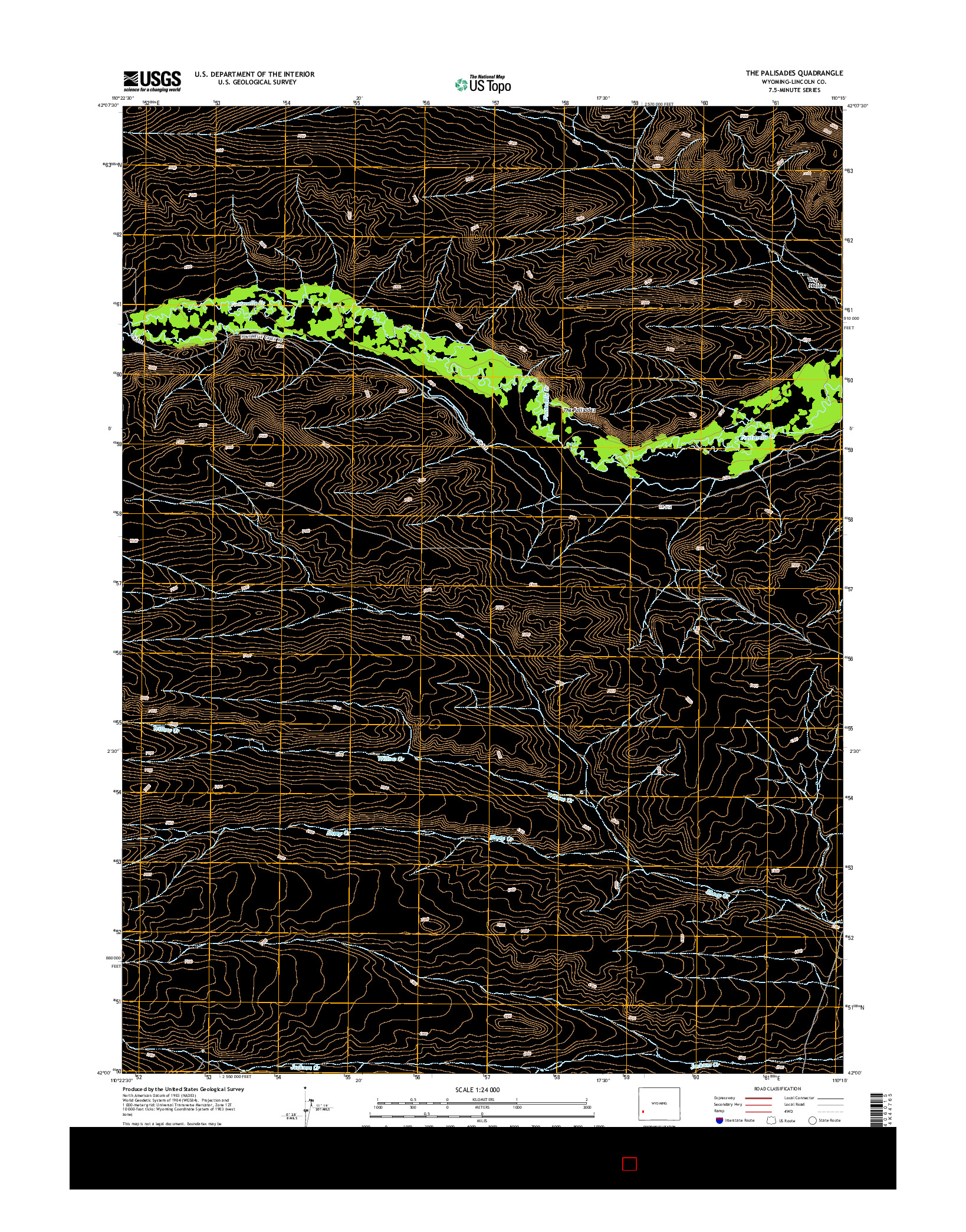 USGS US TOPO 7.5-MINUTE MAP FOR THE PALISADES, WY 2015