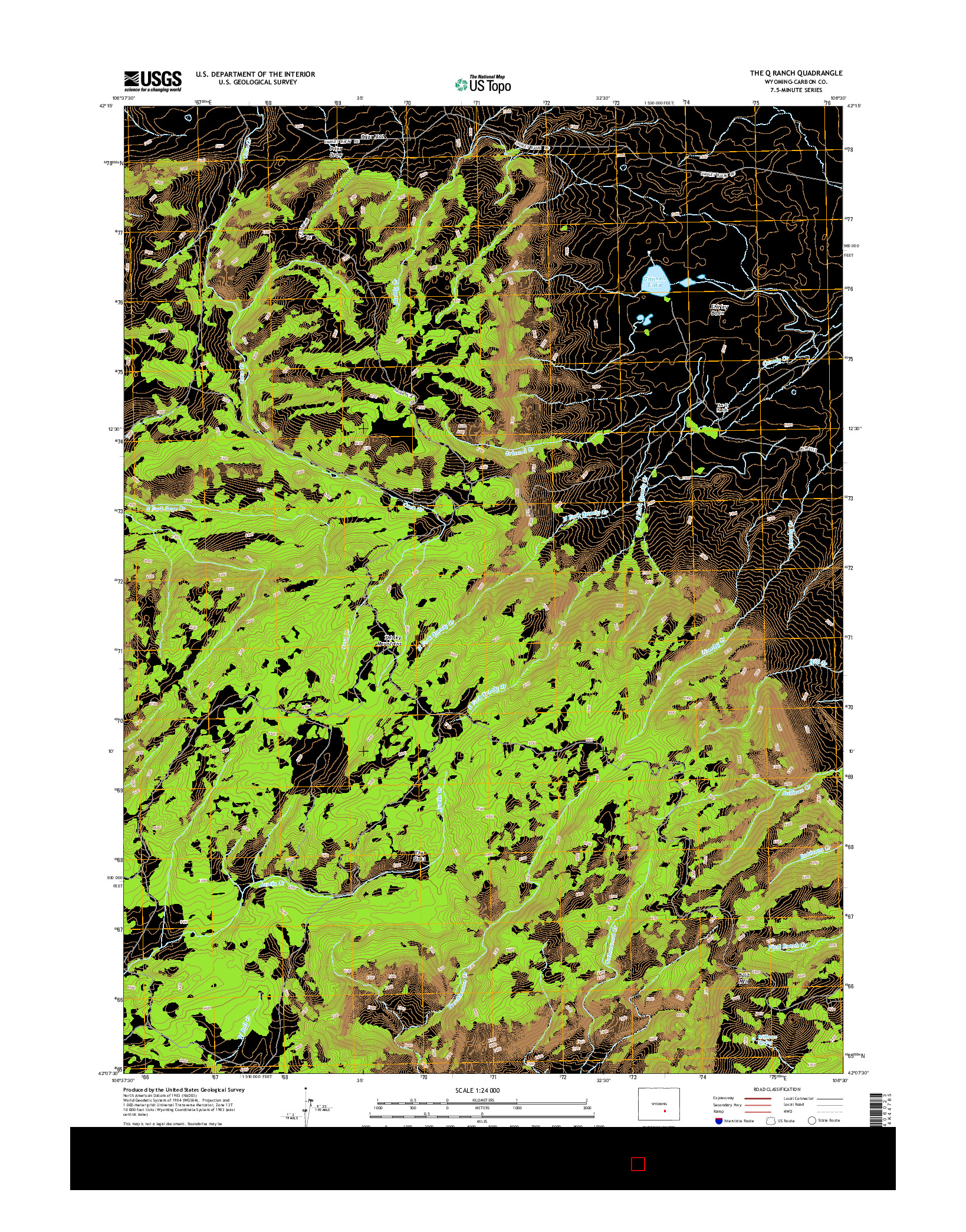 USGS US TOPO 7.5-MINUTE MAP FOR THE Q RANCH, WY 2015