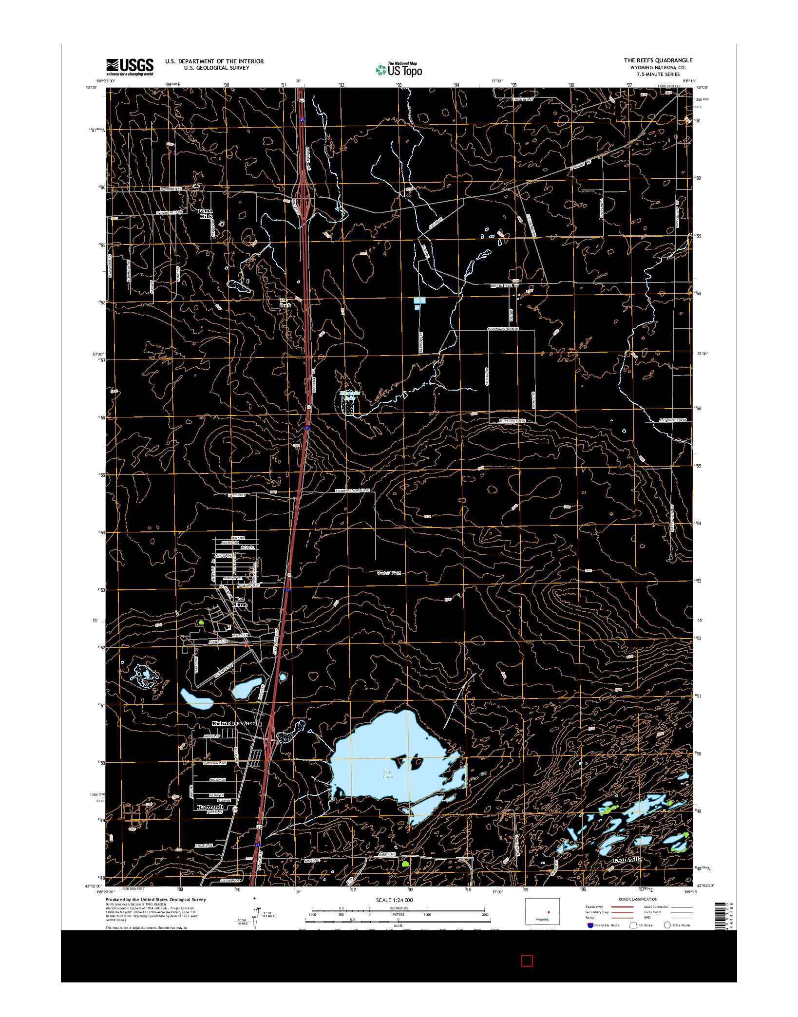 USGS US TOPO 7.5-MINUTE MAP FOR THE REEFS, WY 2015